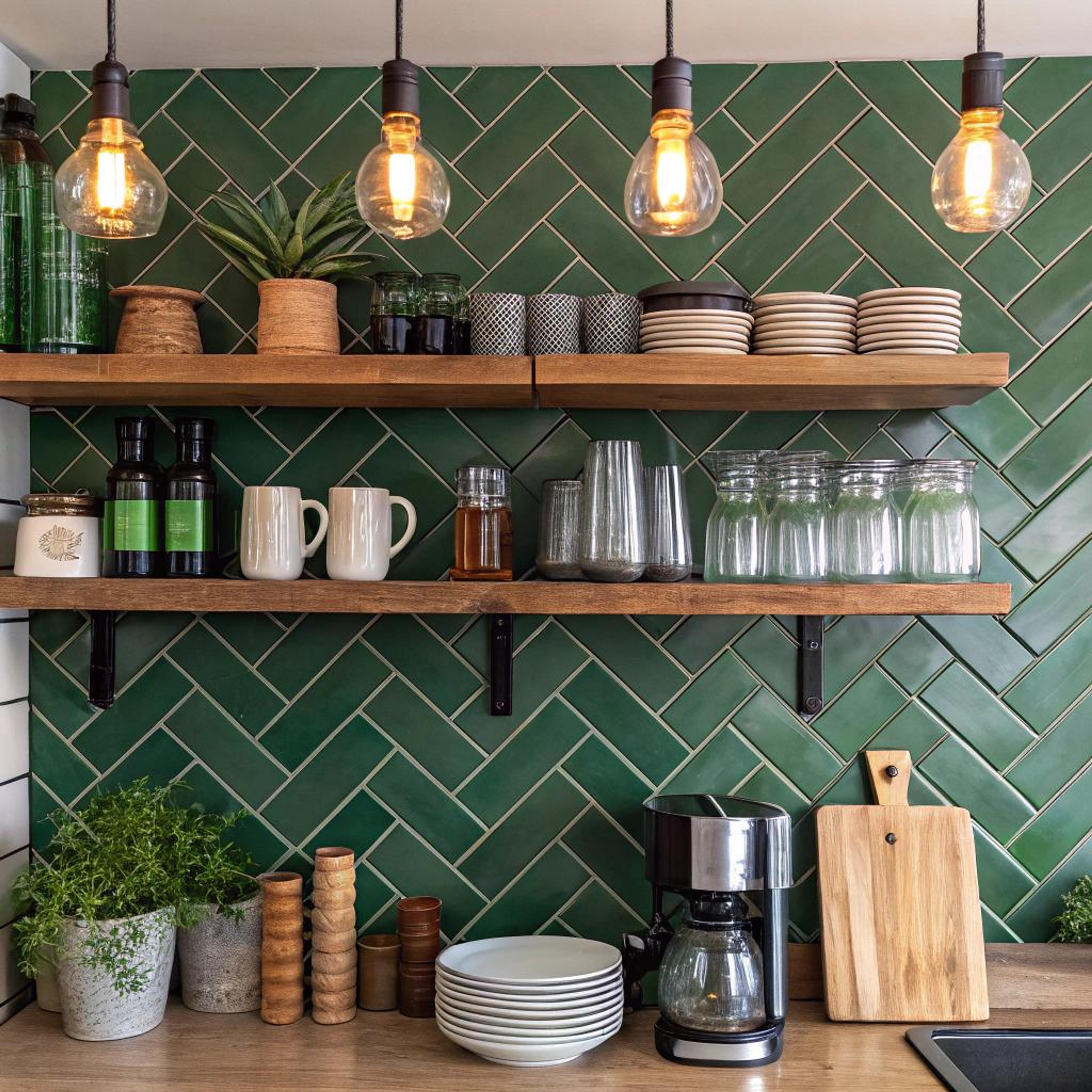 Warme sfeer met groene tegels