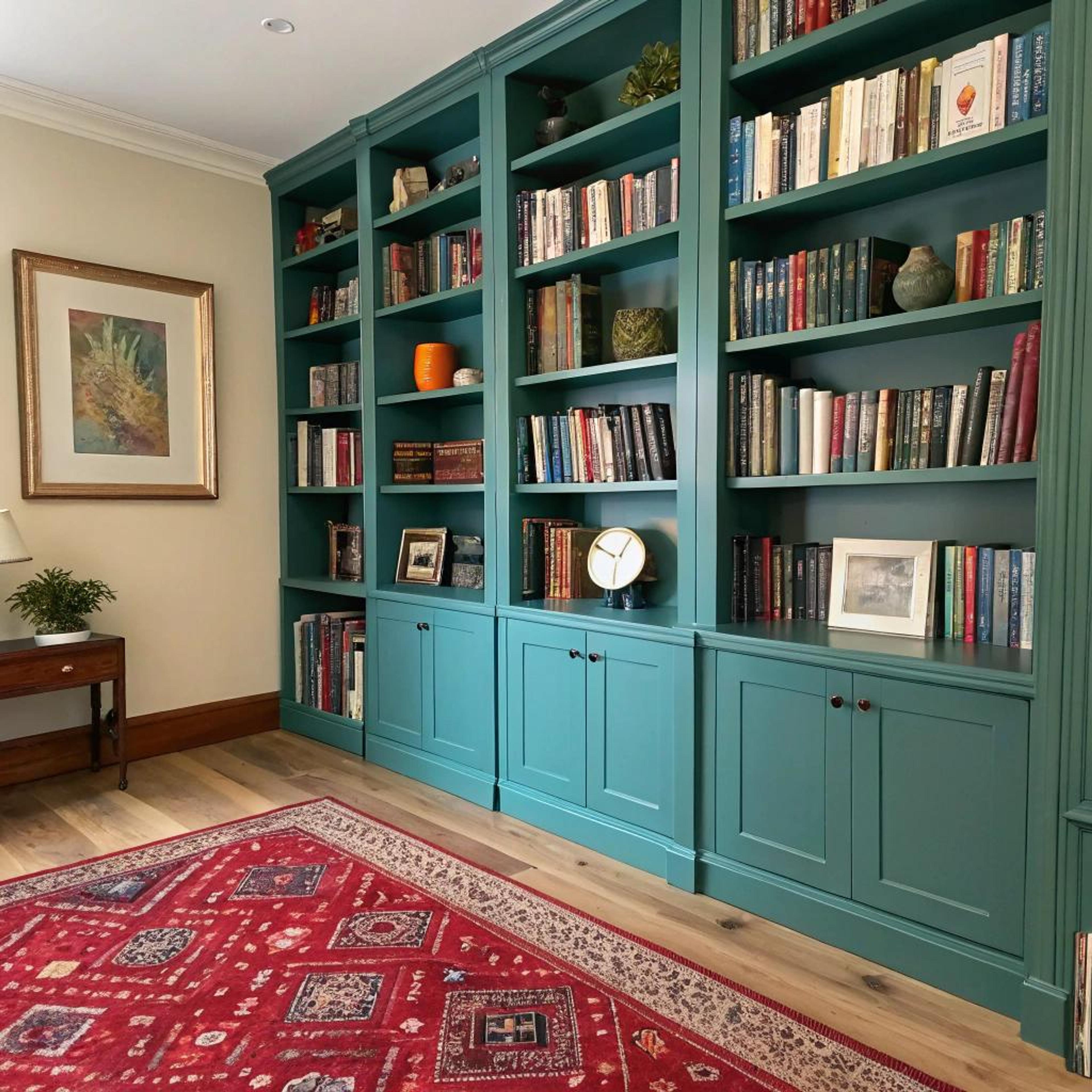 Turquoise kasten met oranje accent