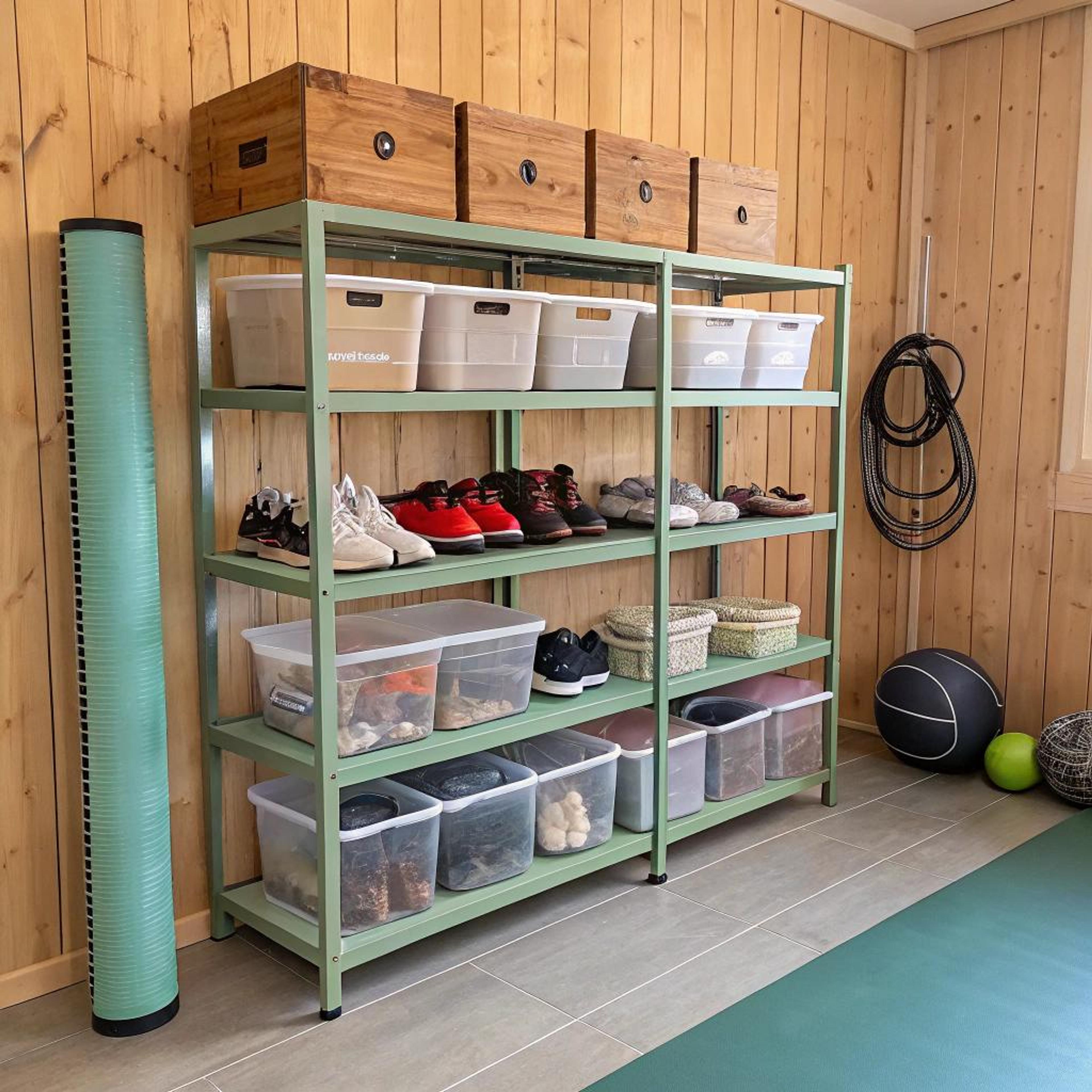 Mintgroene planken voor rust