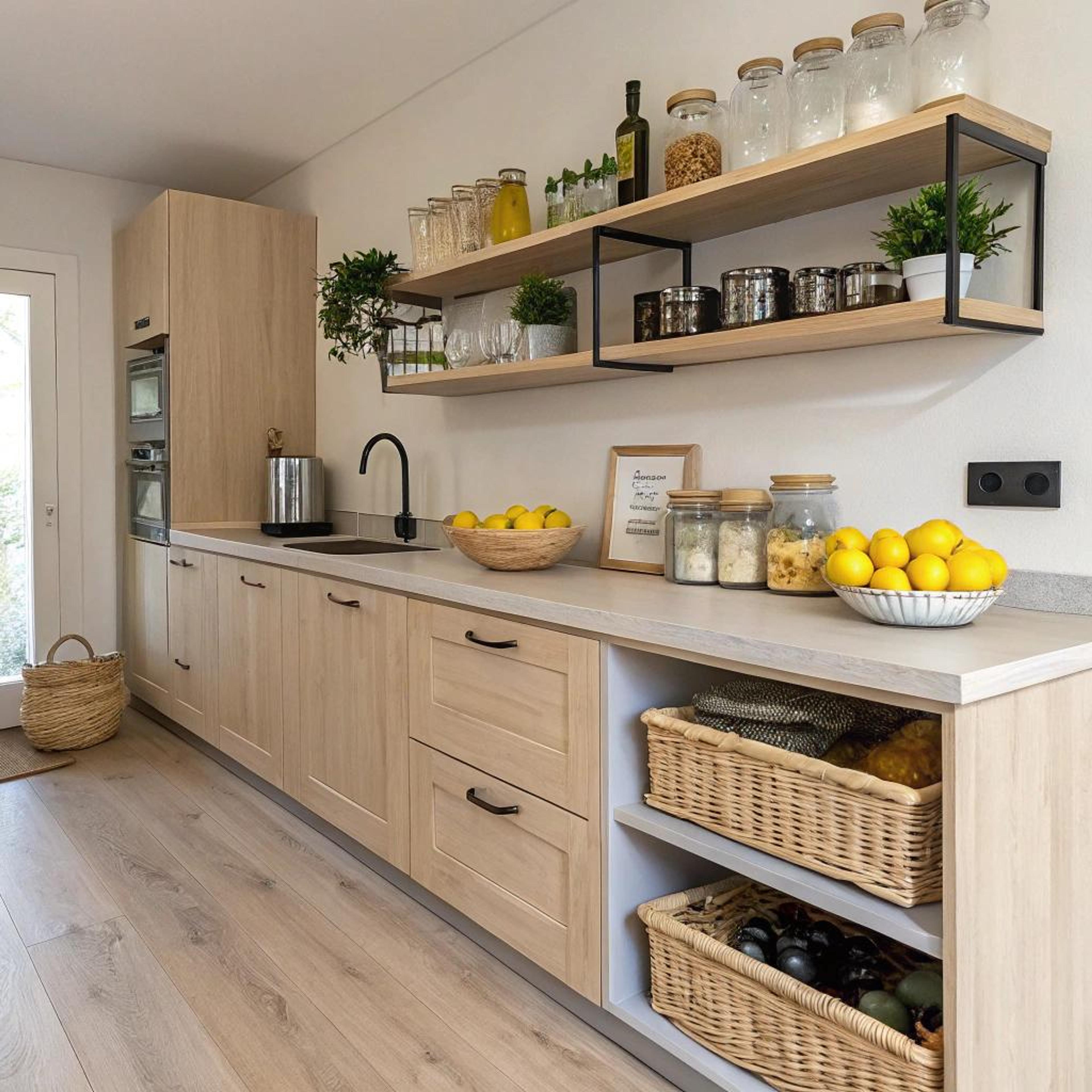 Natuurlijke houten kasten en manden