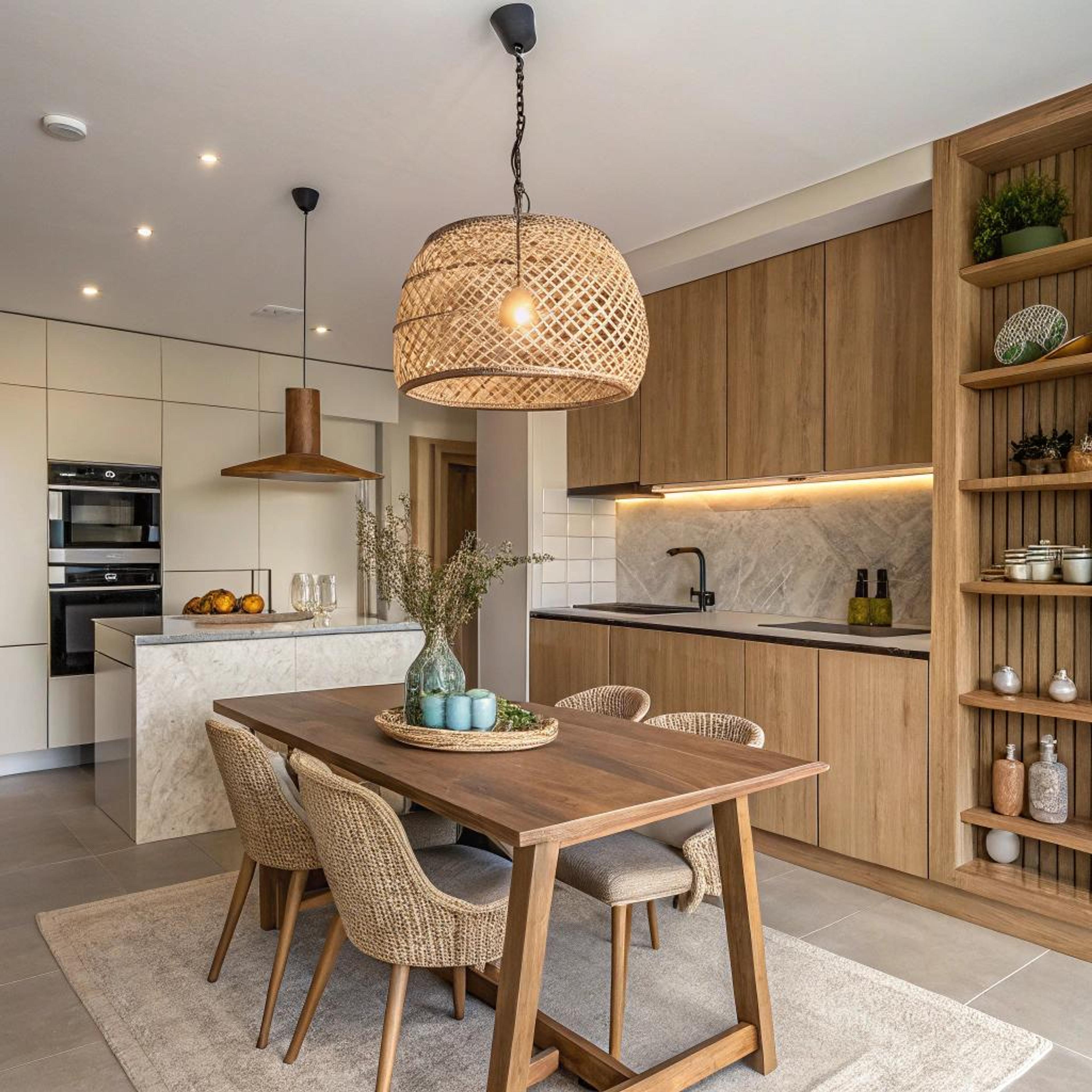 Ronde lampen boven eiland