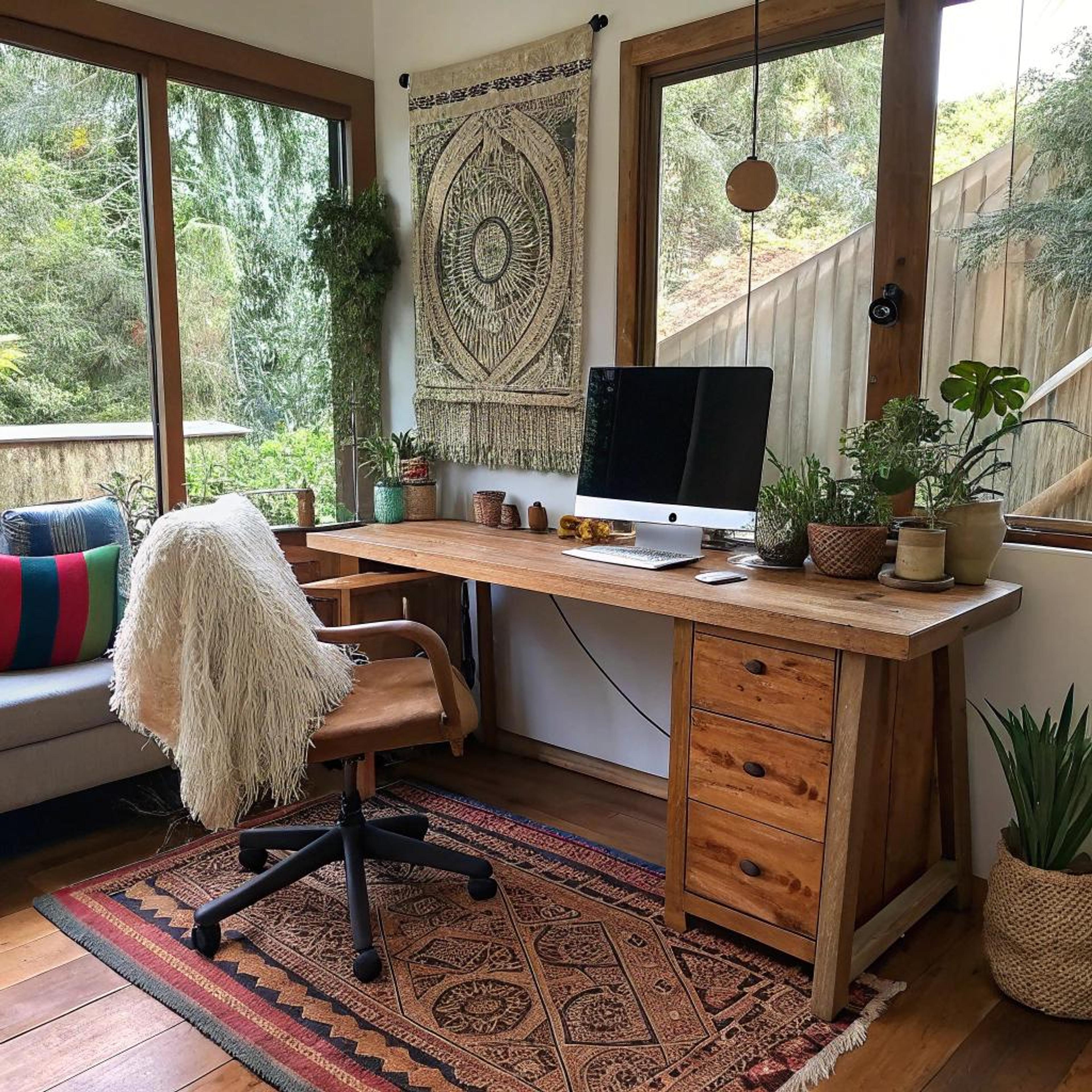 Tribal vloerkleed versterkt bohosfeer