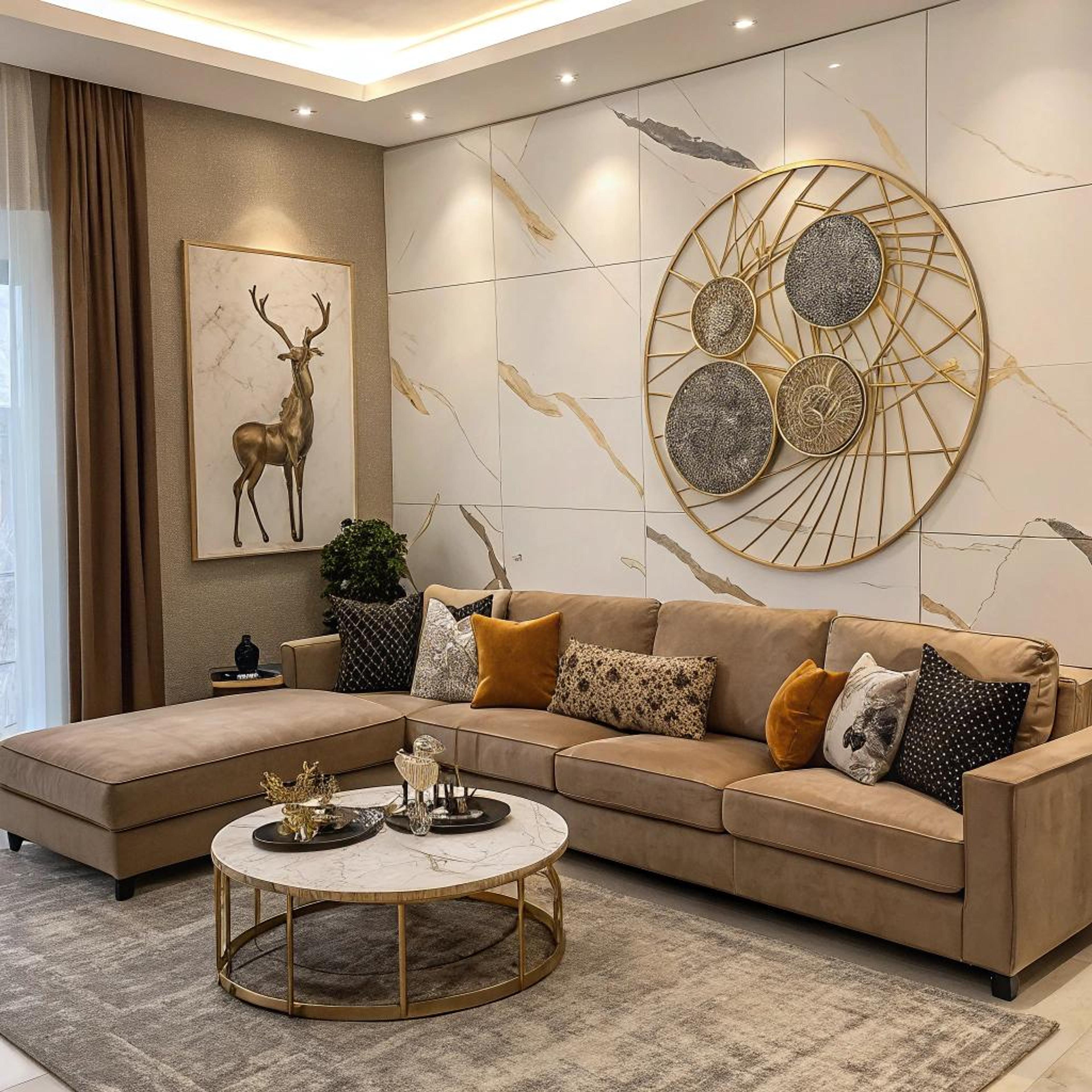 Cirkelvormige muurdecoratie als blikvanger