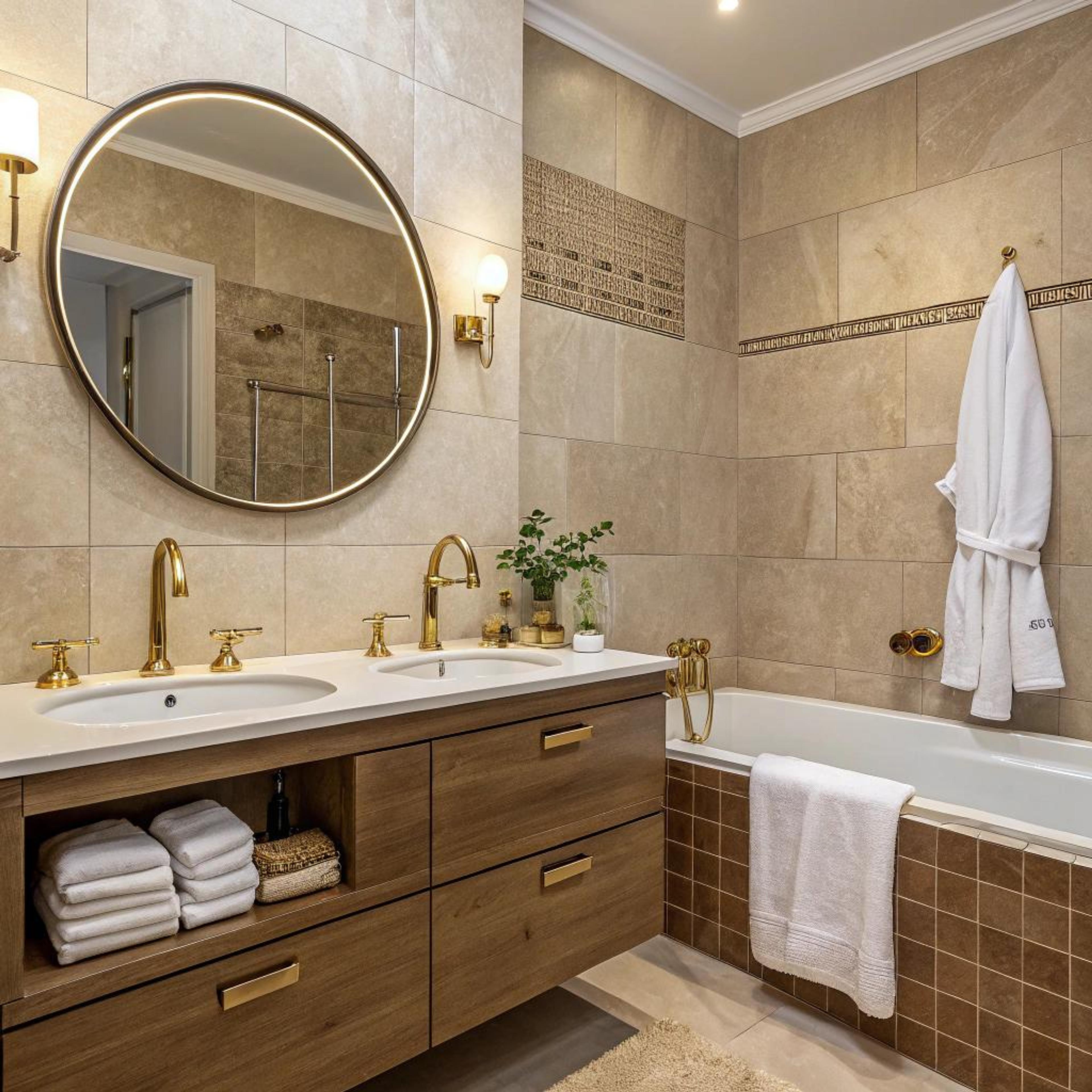 Gouden details met beige tegels