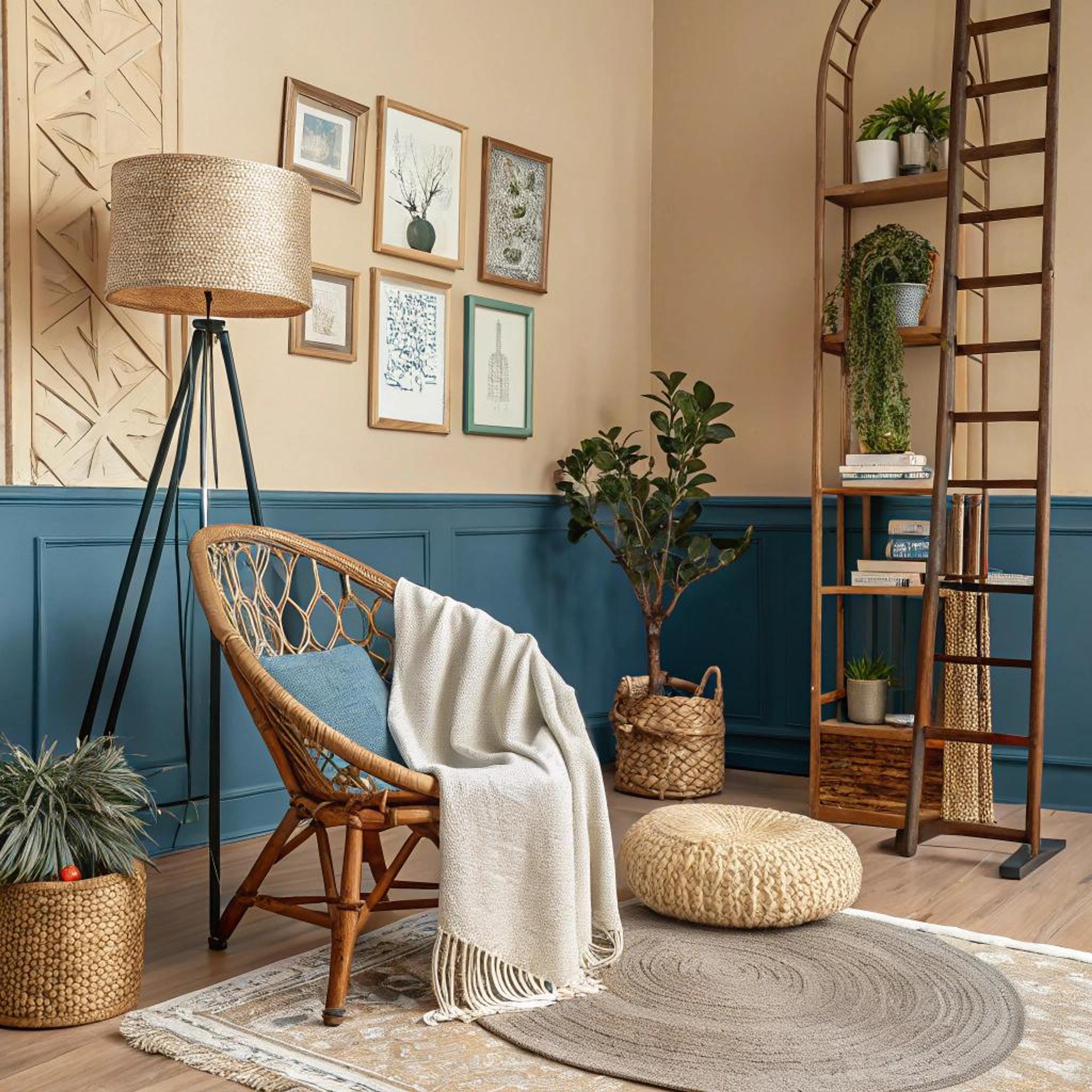 Rotanstoel en ladderrek styling