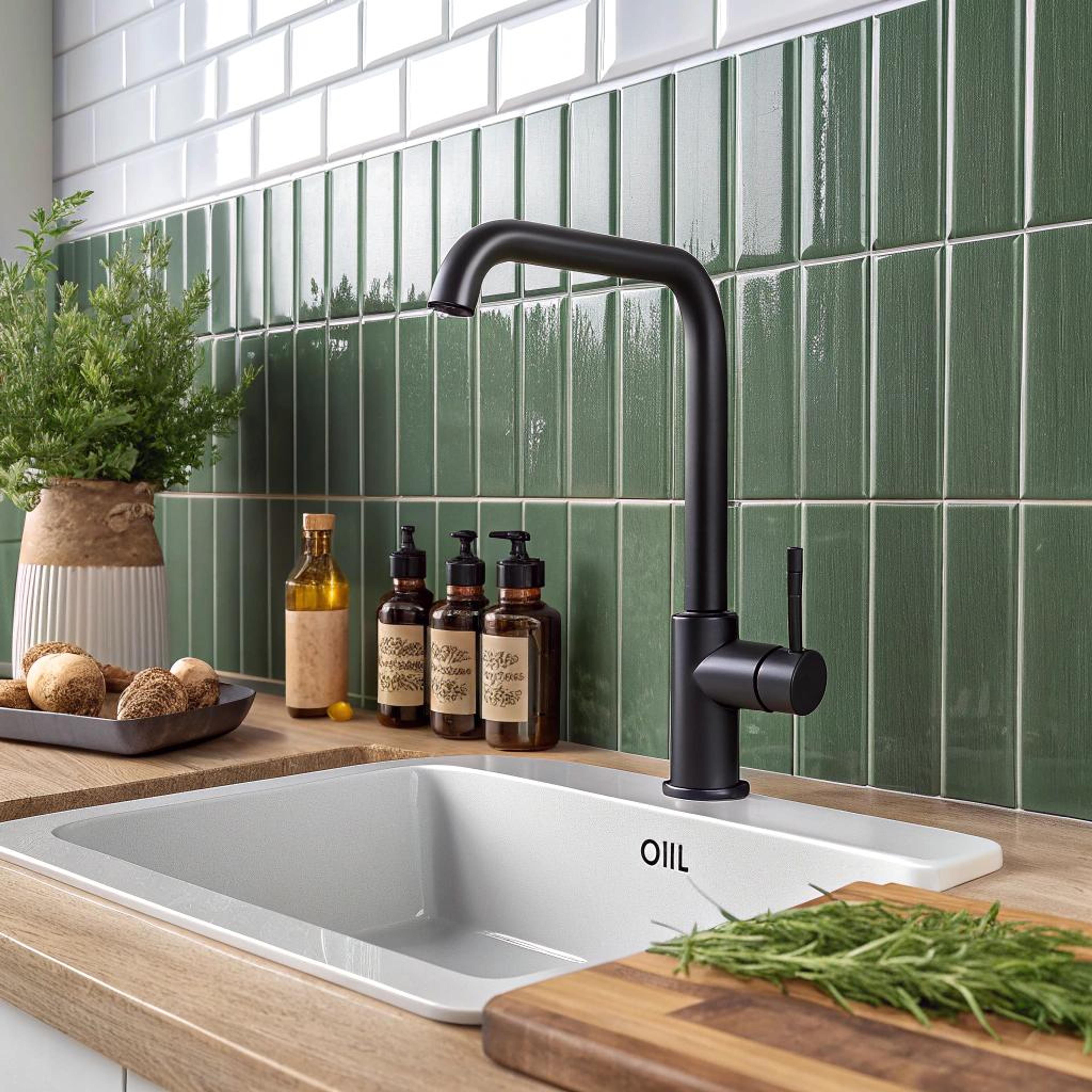 Groene tegels met warme accenten