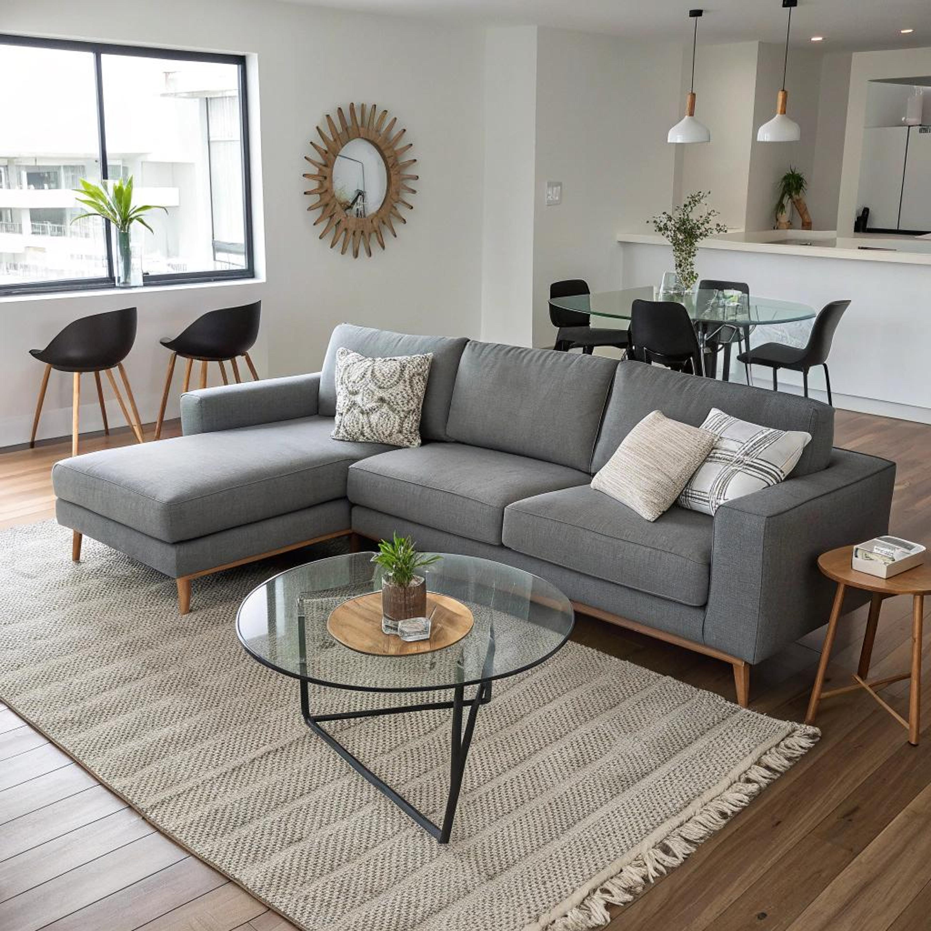 Moderne hoekbank met glasdetails