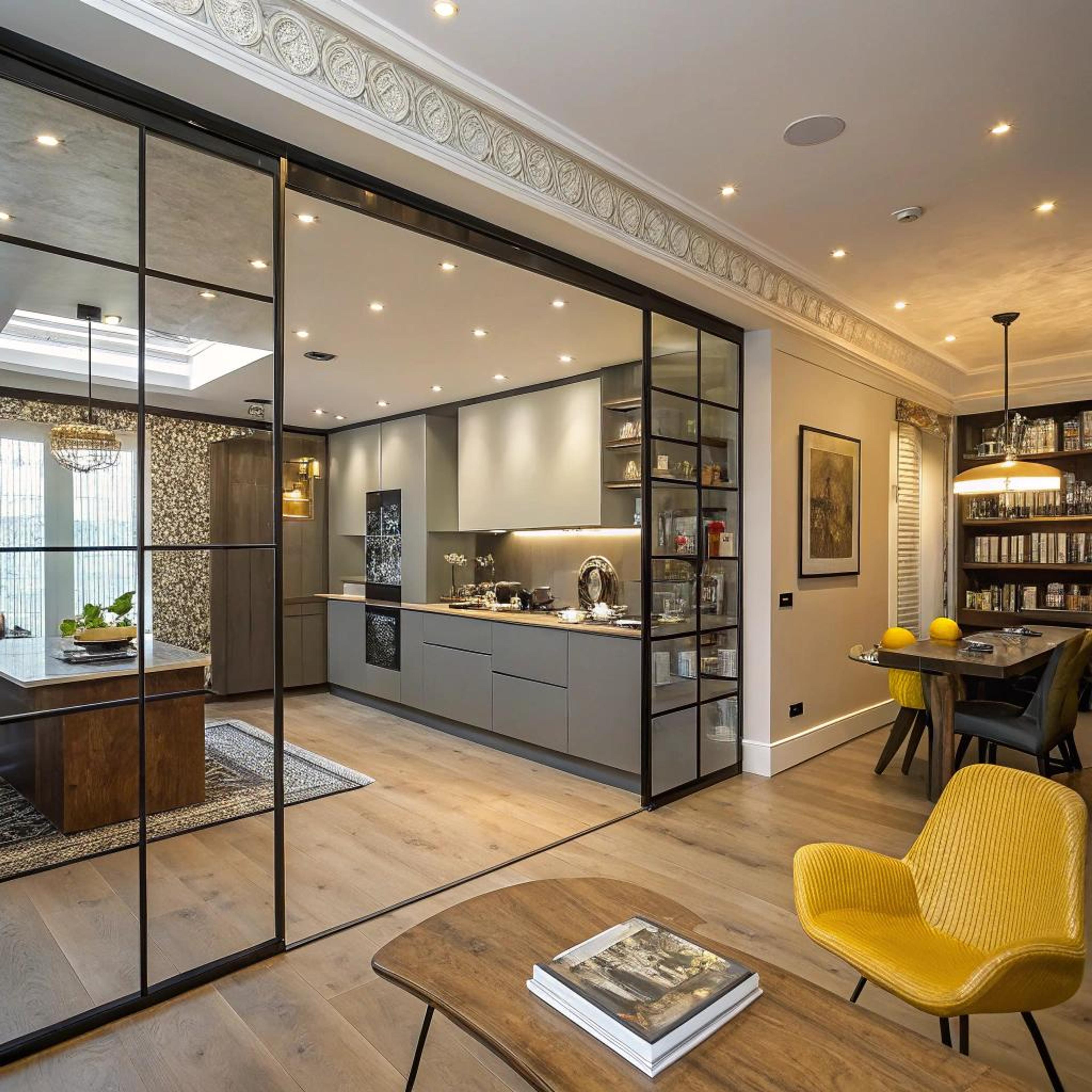 Kleurrijk accent achter glaswanden