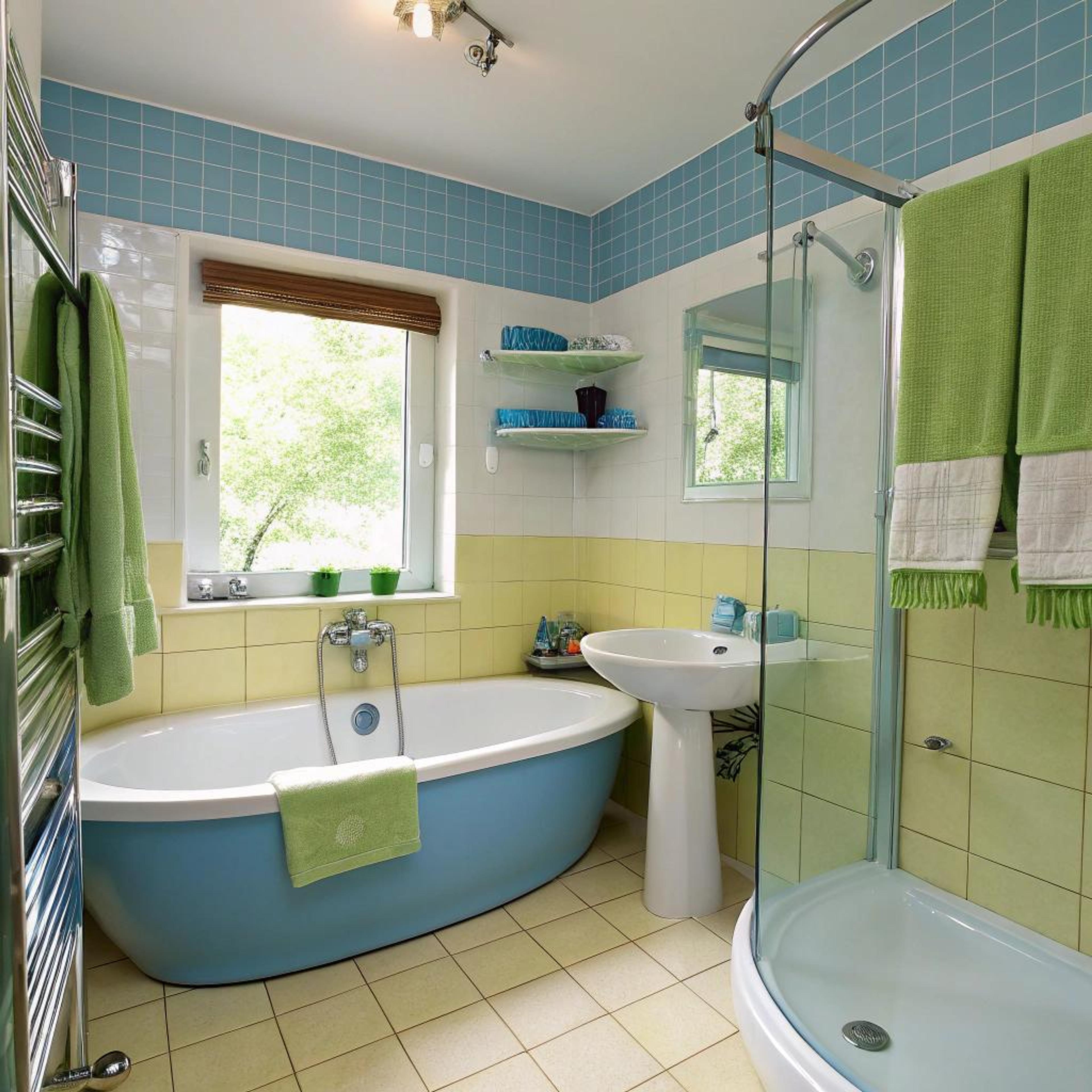 Pastelblauw met fris geel