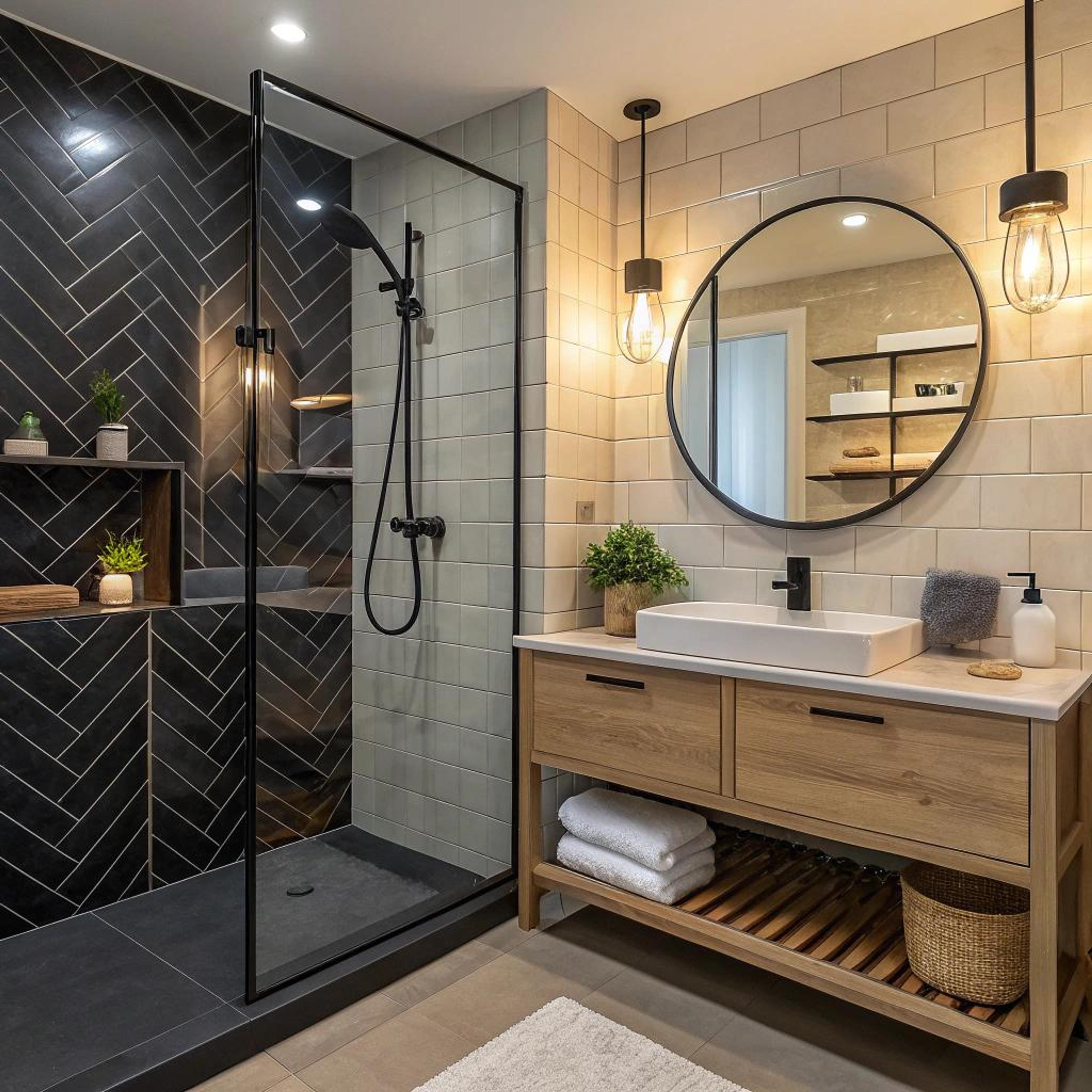 Donkere nis met visgraatpatroon