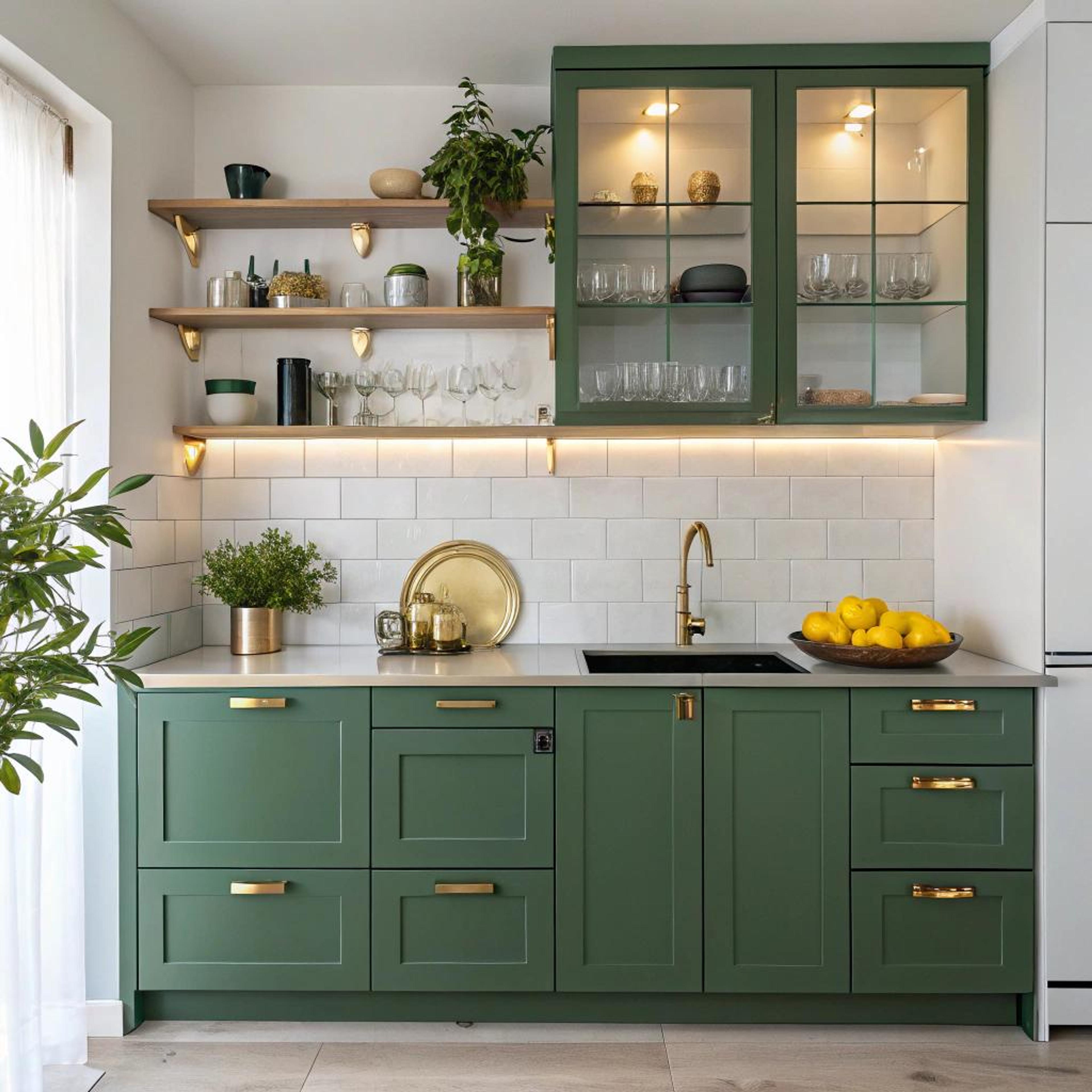 Groene blikvanger met messing