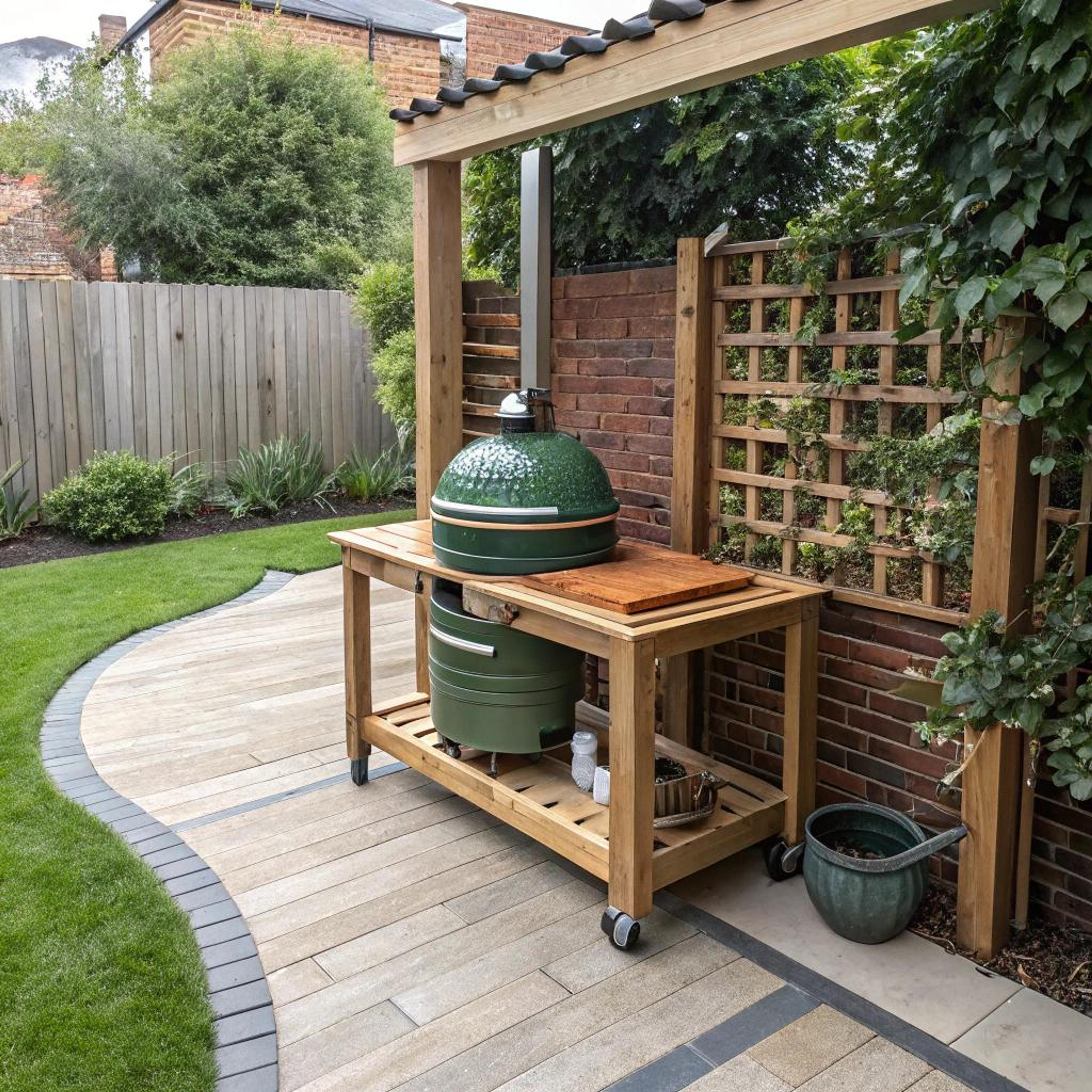 Mobiele tafel bij grillstation