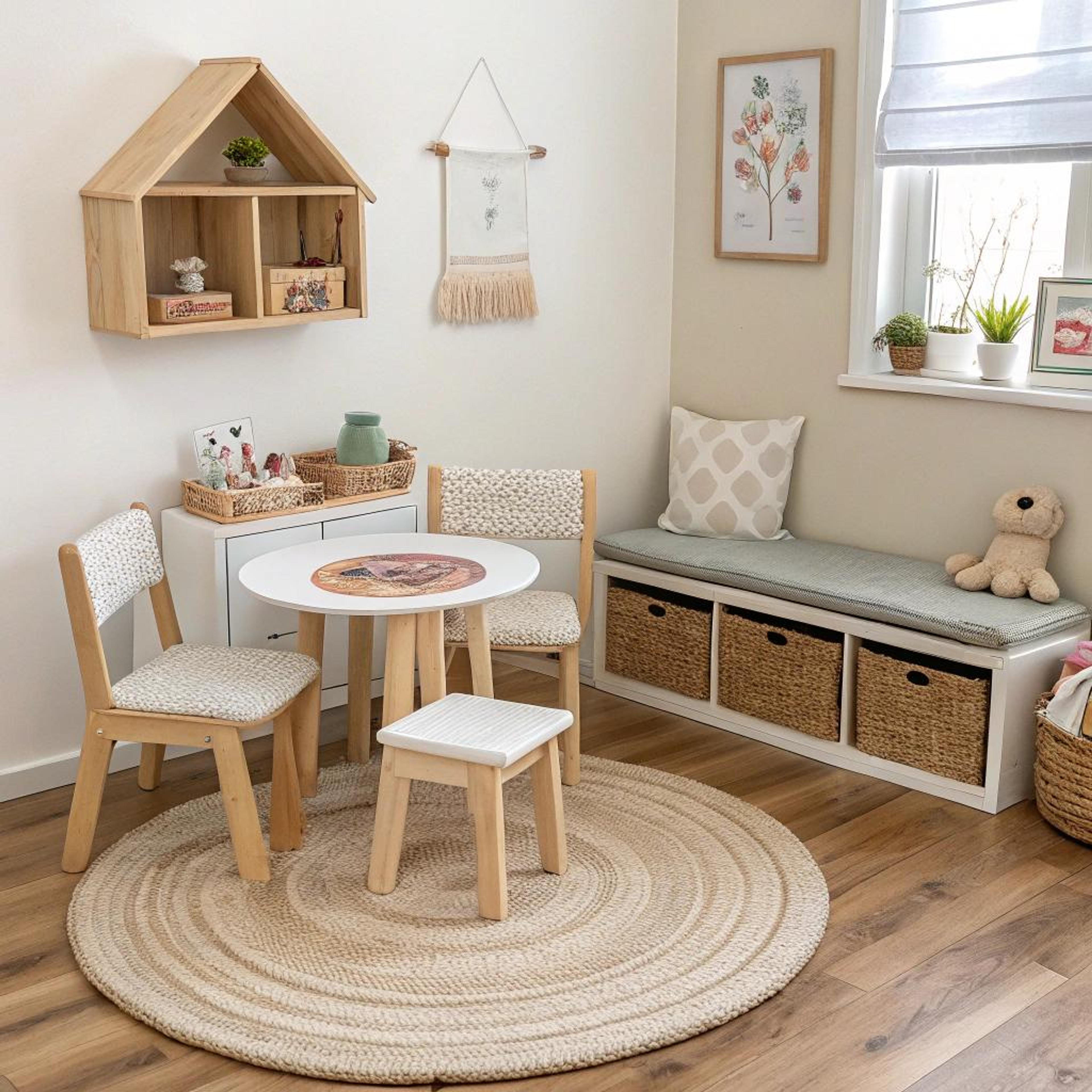 Houten accenten in de speelhoek