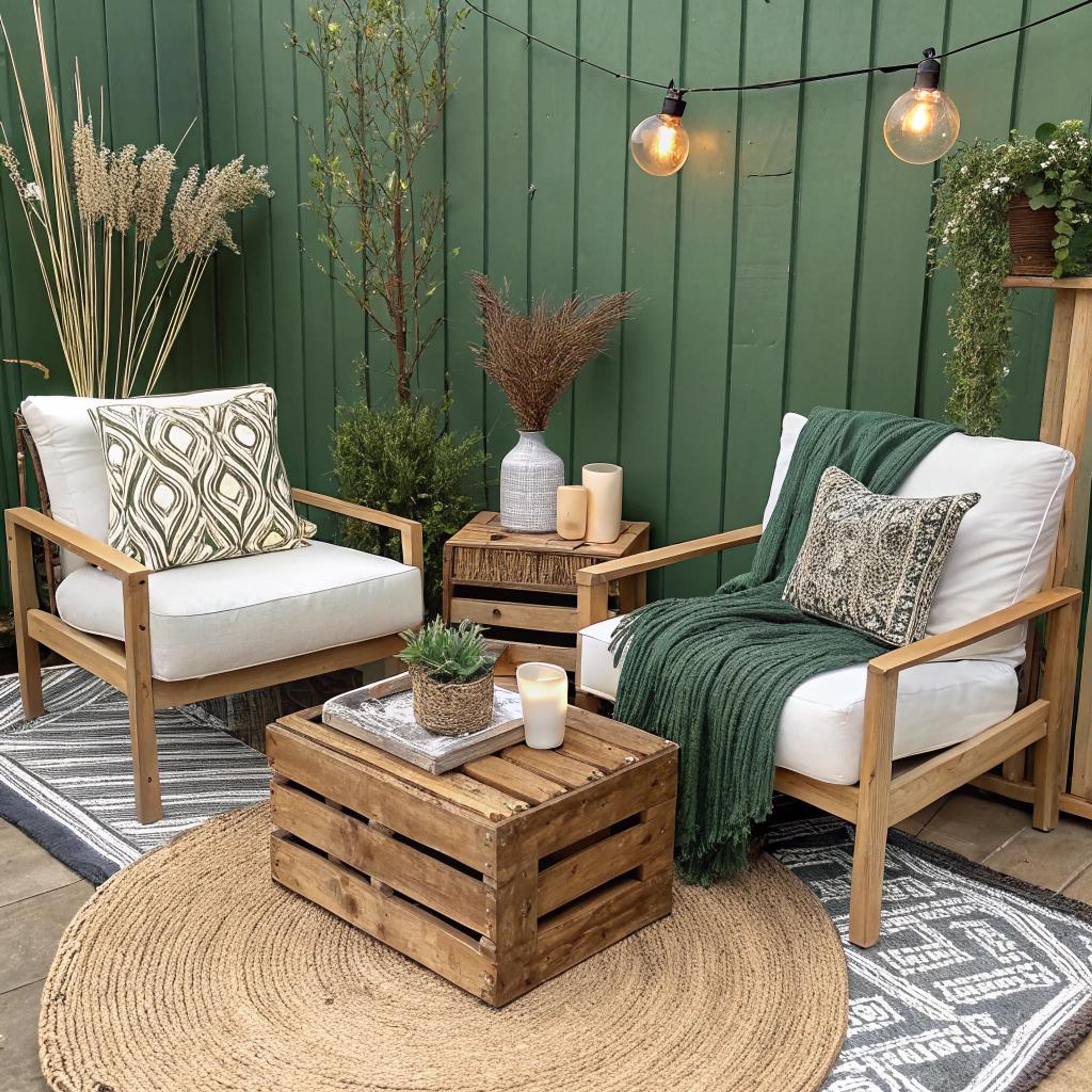 Groene lambrisering in buitenhoek