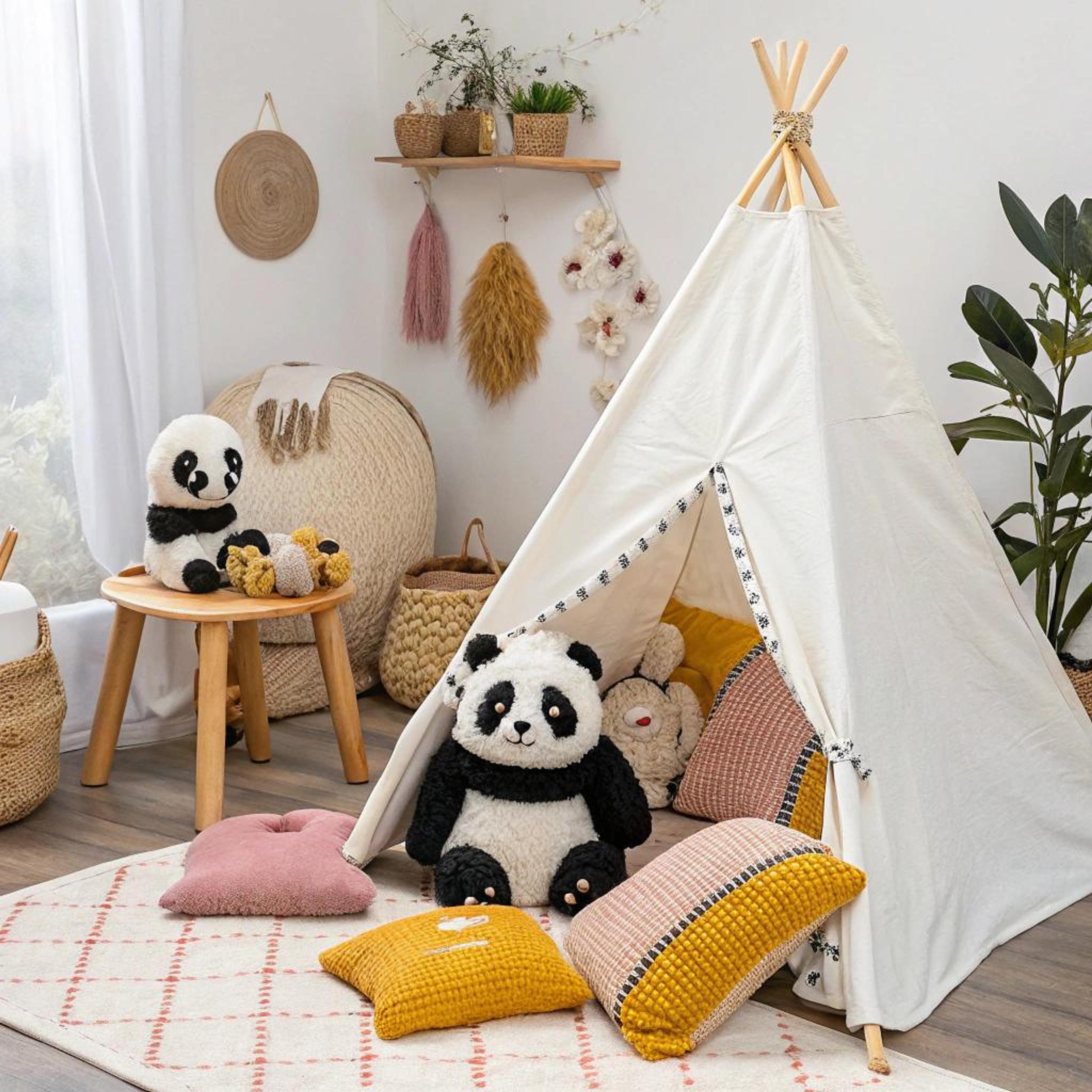 Knusse tipi met pandaaccenten
