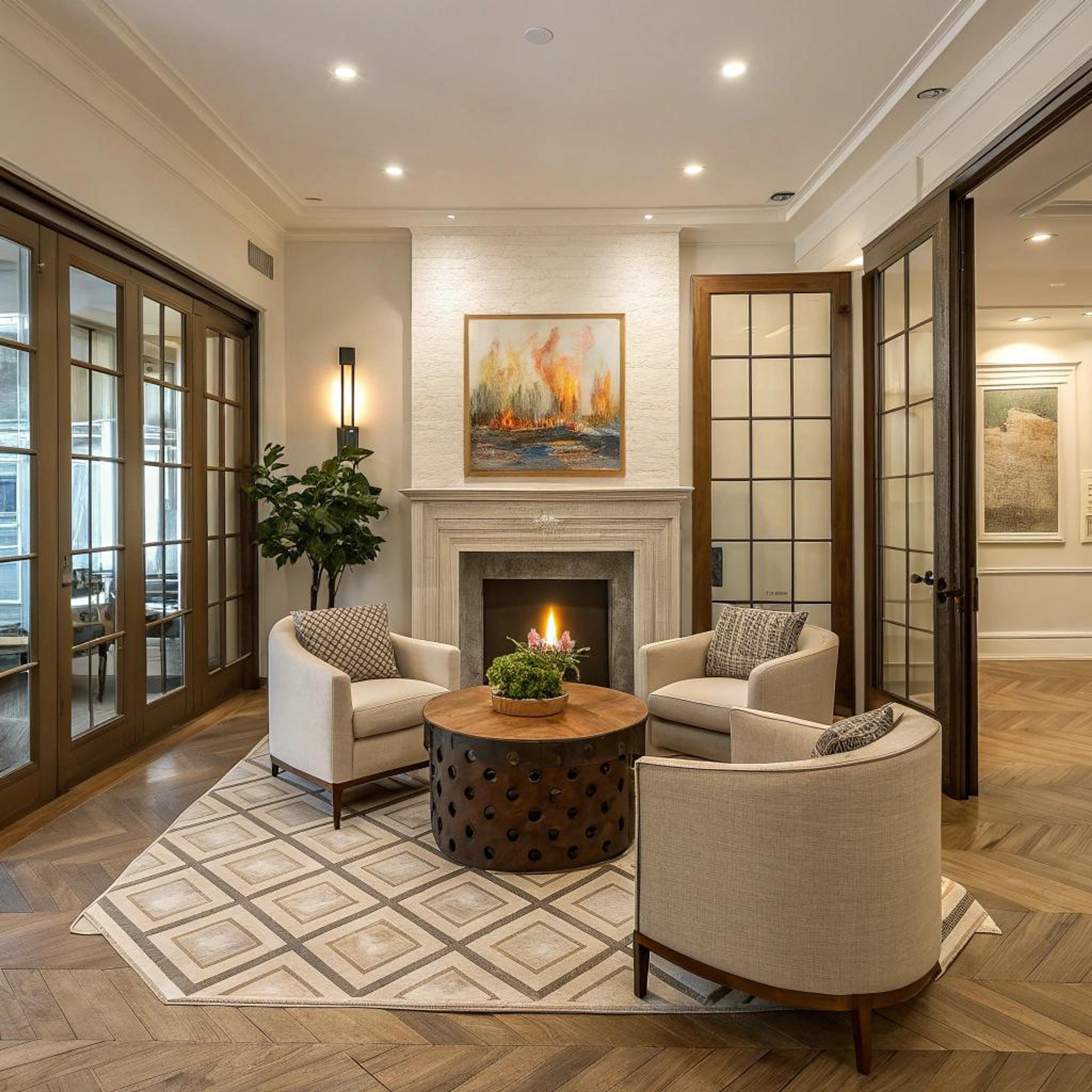 Ronde setting rond doorkijkhaard