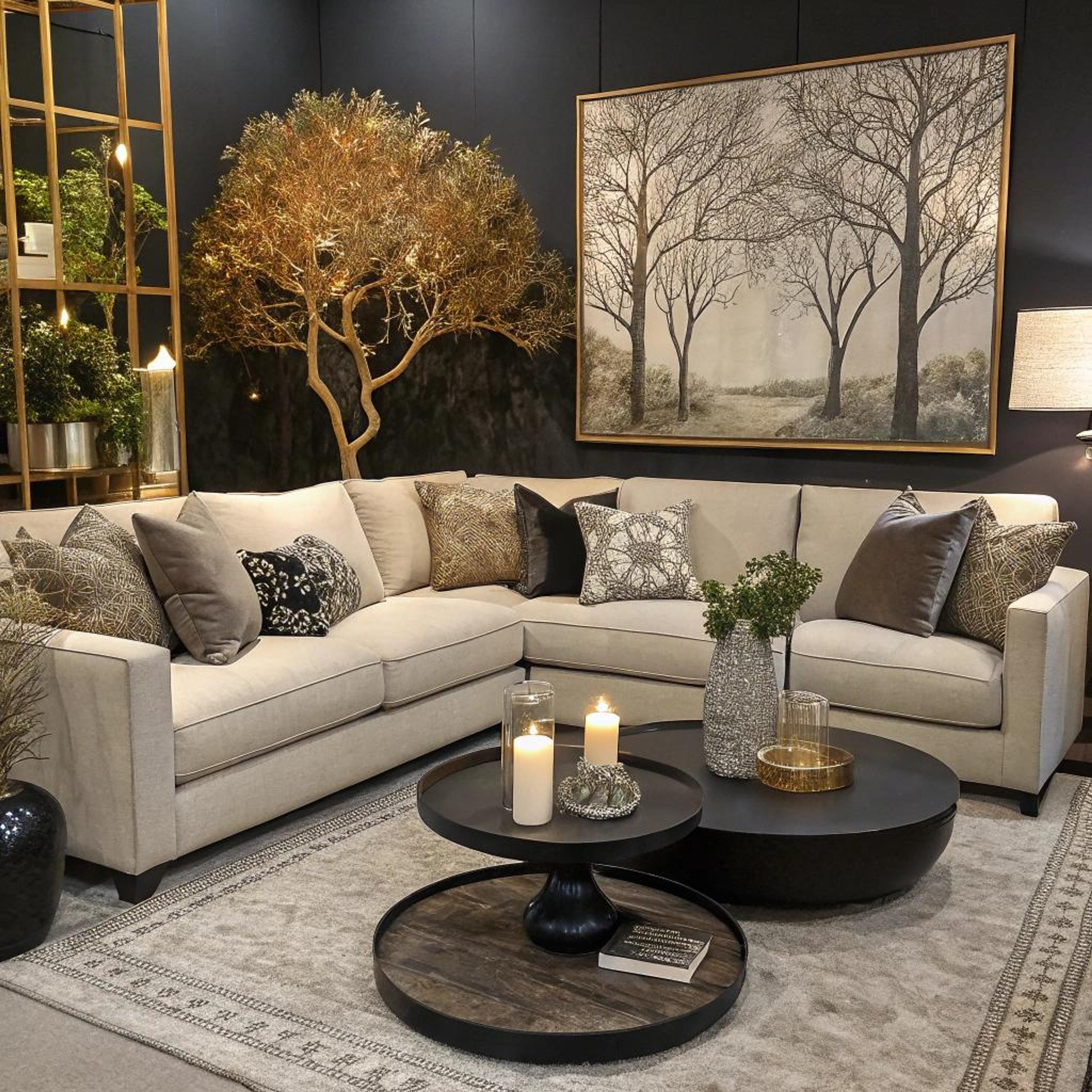 Sculpturale bomen bij hoekbank