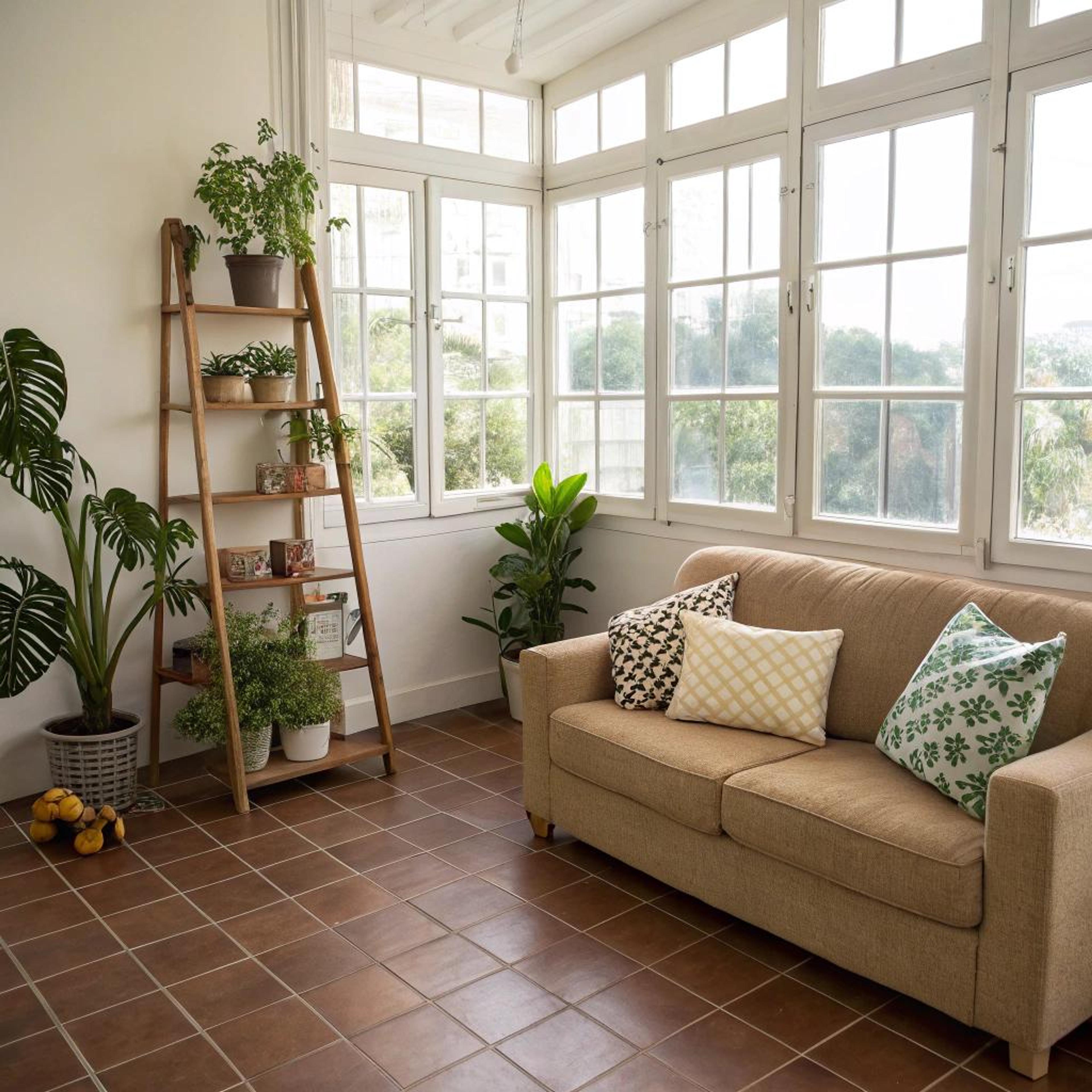 Ladderrek vol groene planten