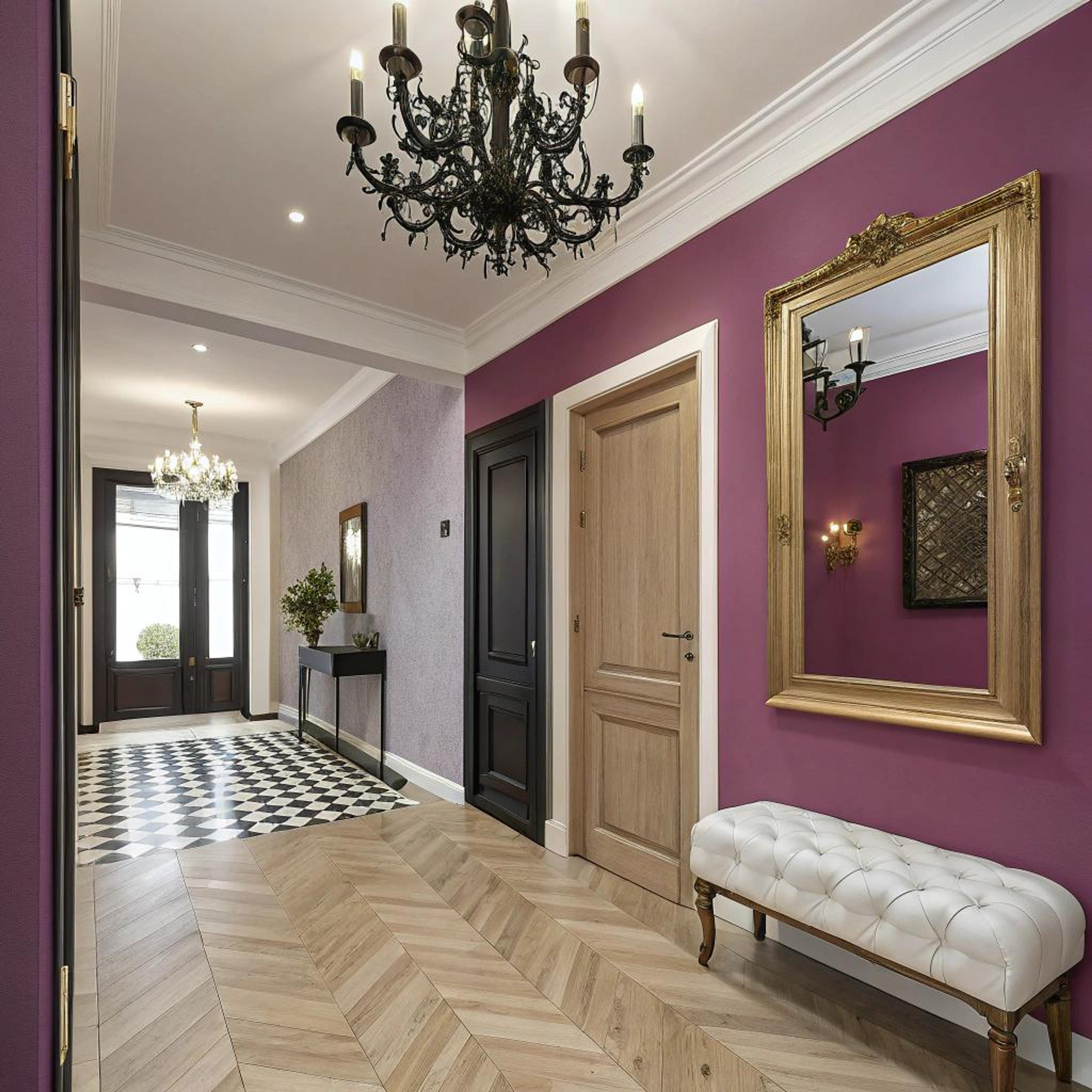 Dieppaarse muren met glamour