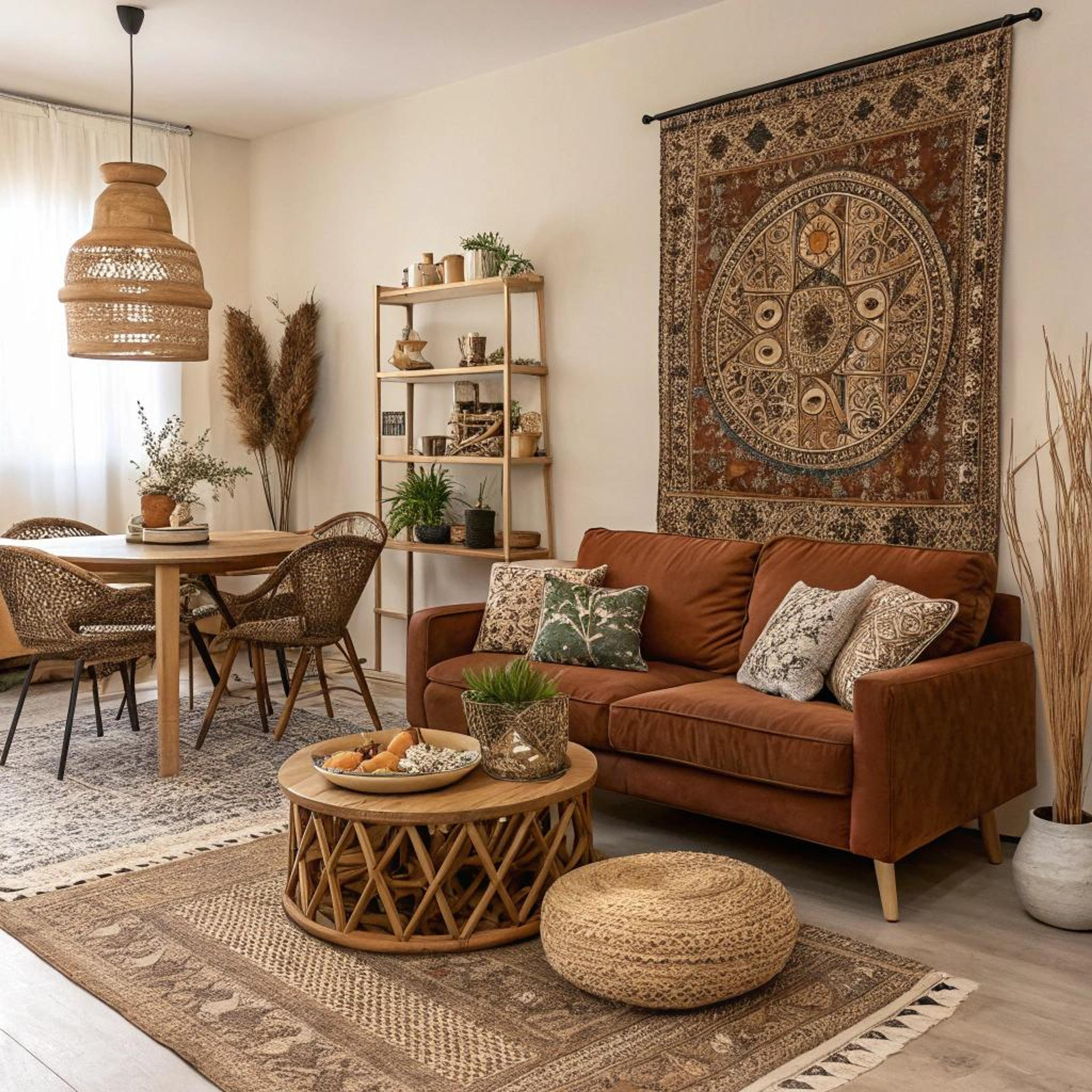 Boho zithoek met terracotta