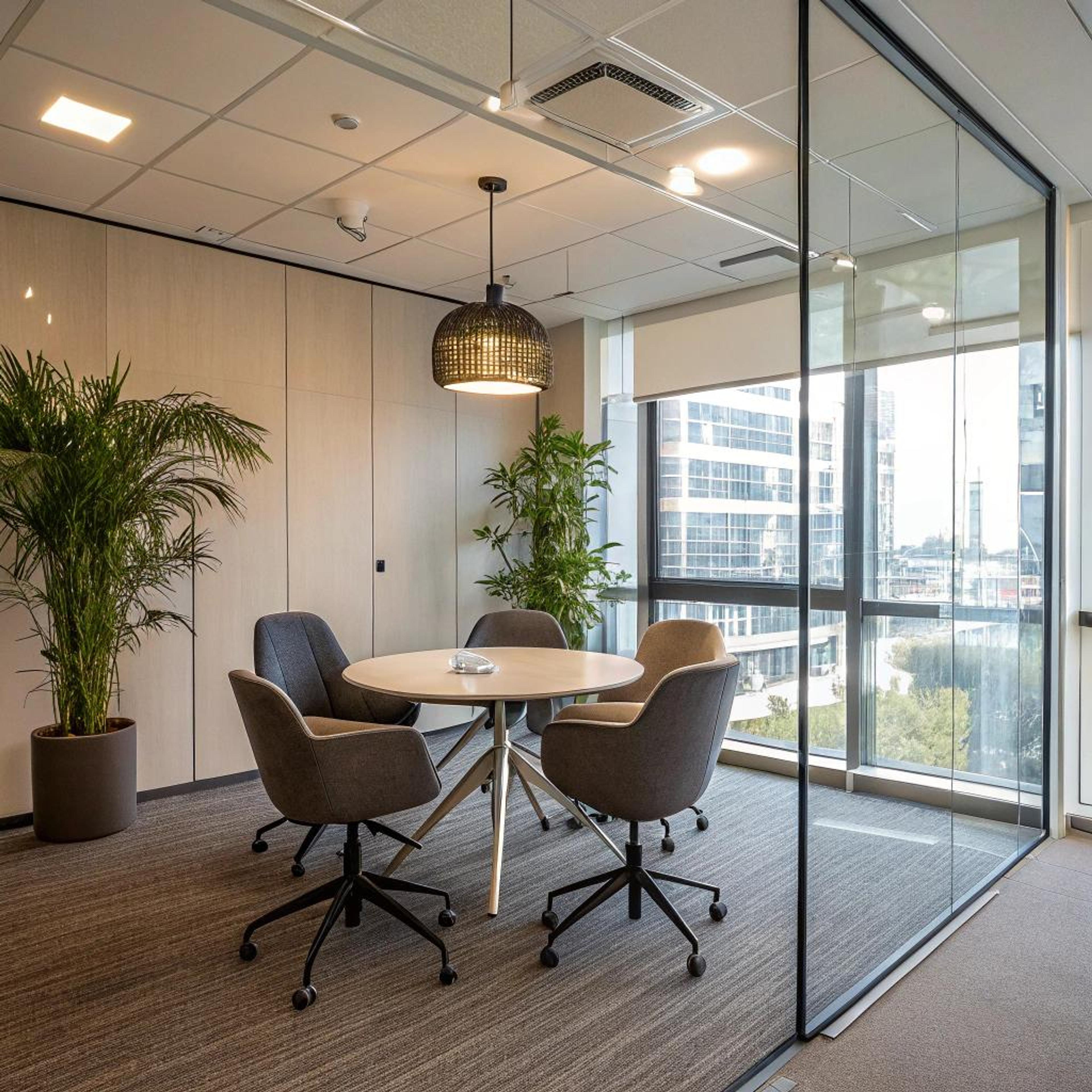 Ronde tafel in glasruimte