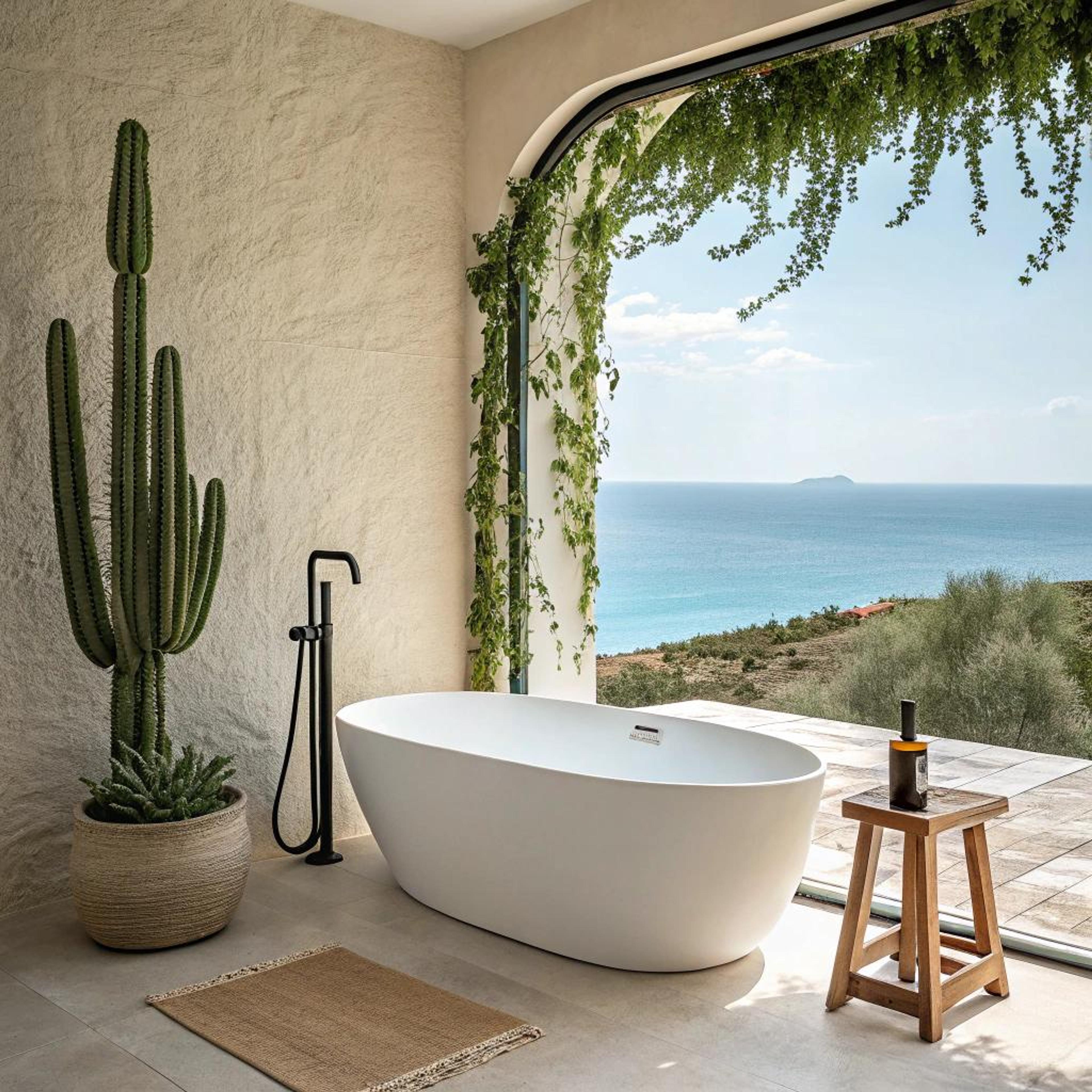 Groen uitzicht vanuit badkuip