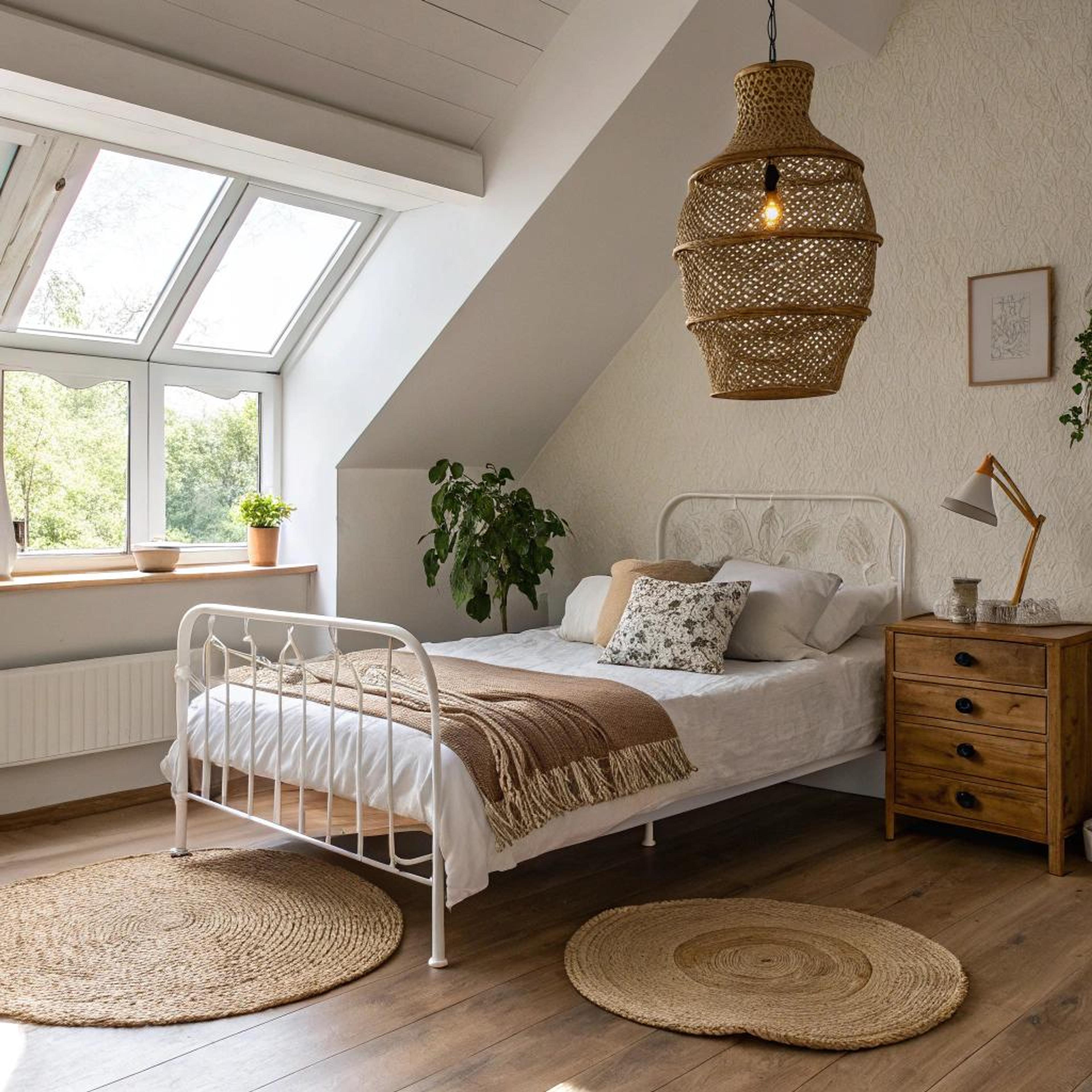 Houten vloer en groenaccenten