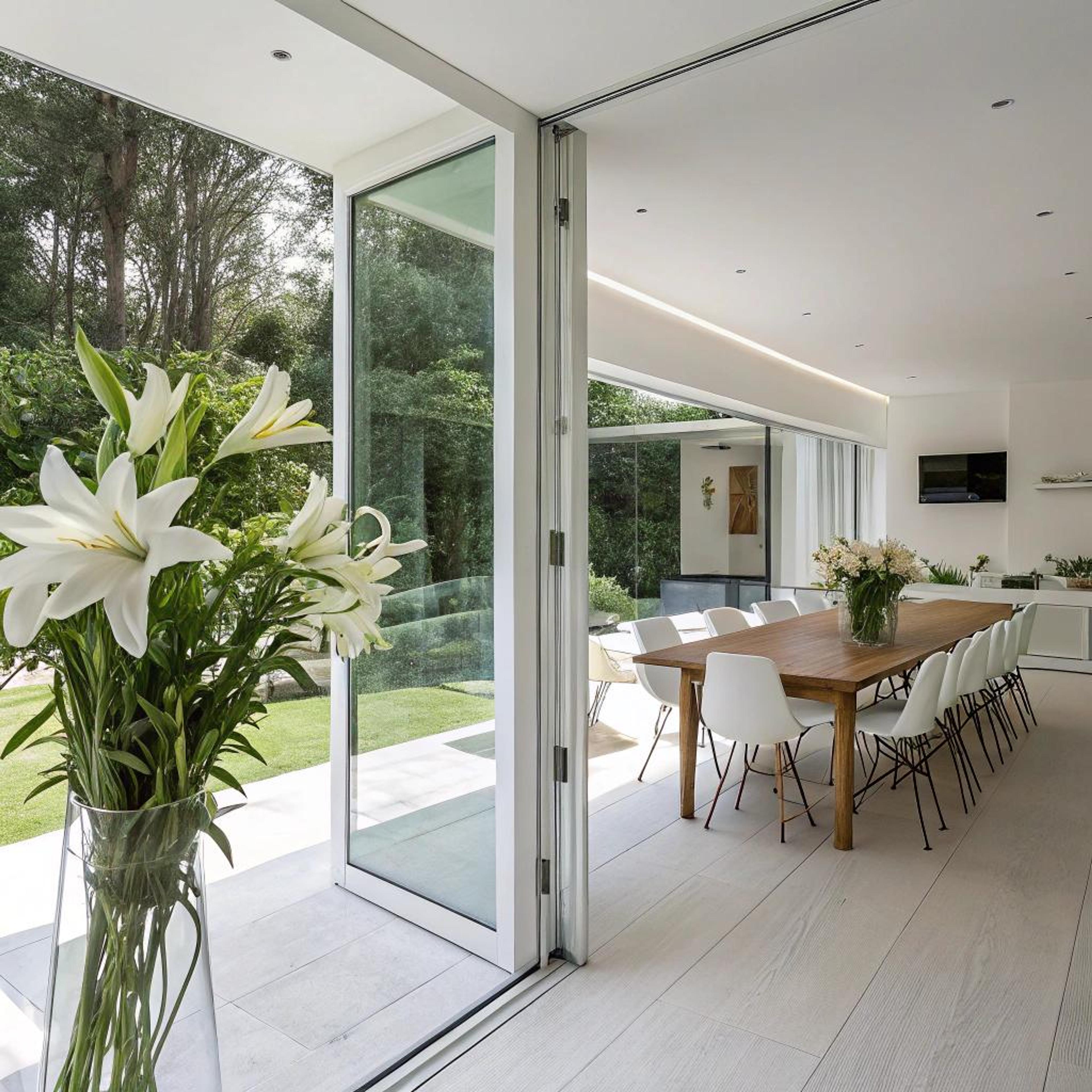 Glaswanden met zicht op groen