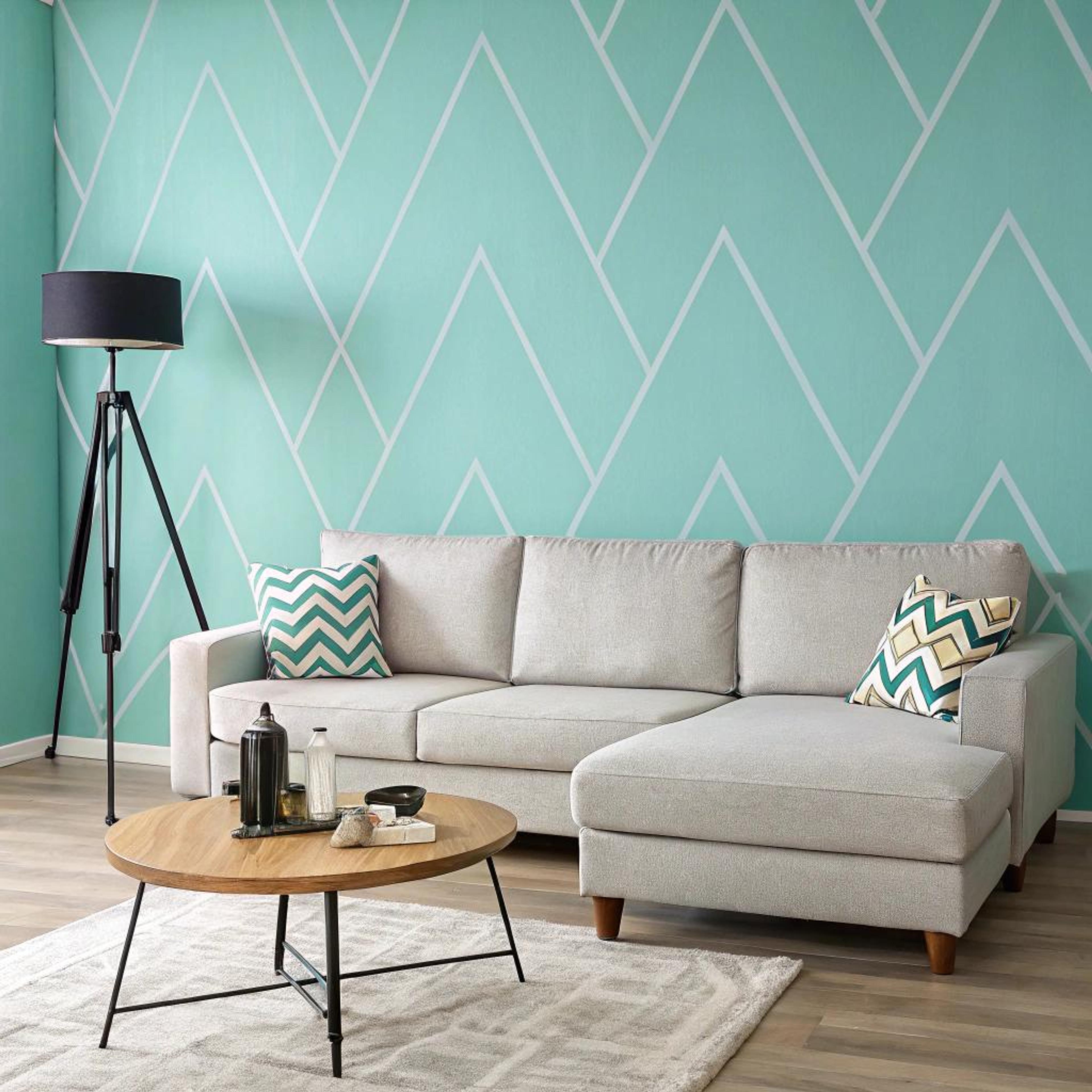 Chevronpatroon in frisse aqua