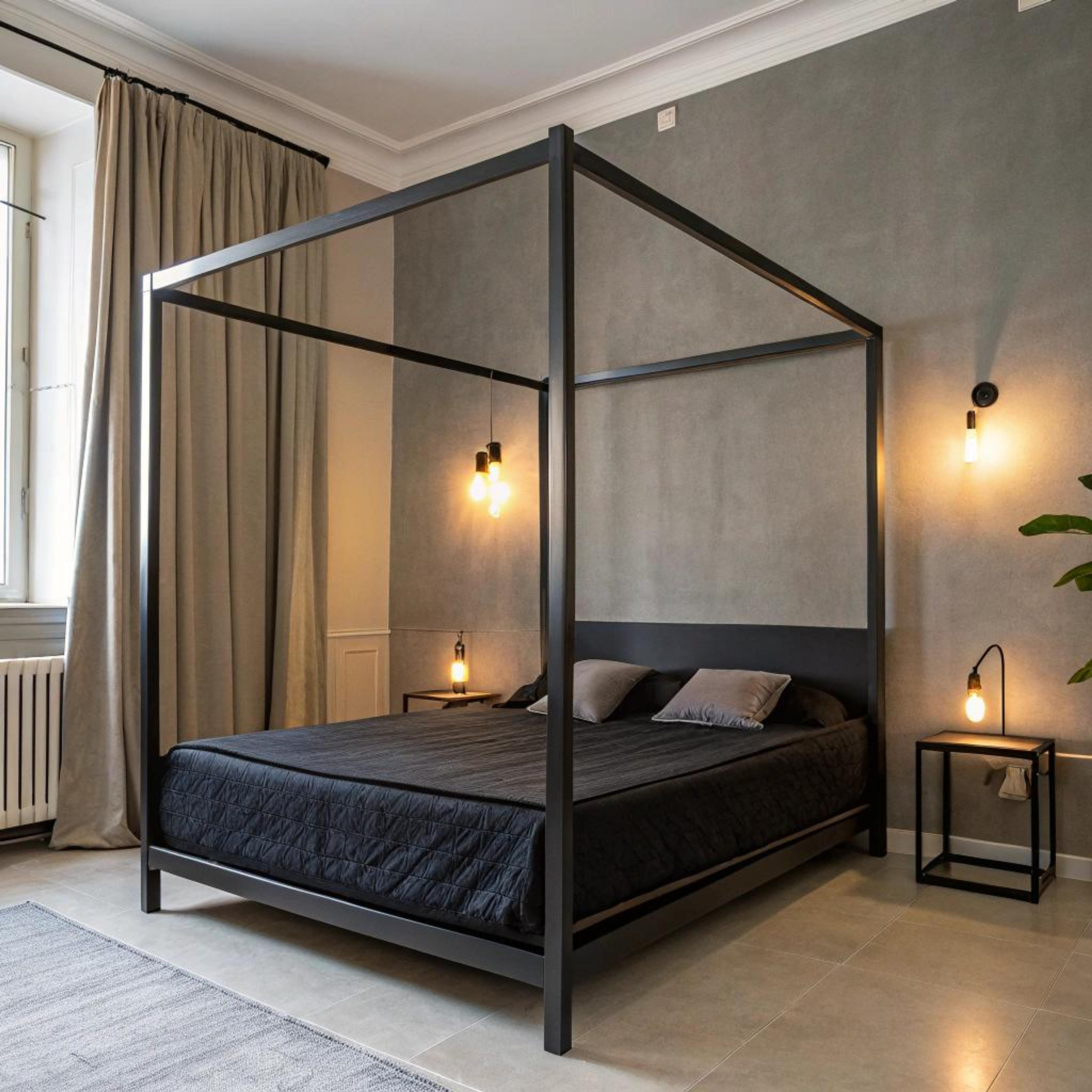 Industrieel hemelbed met contrast