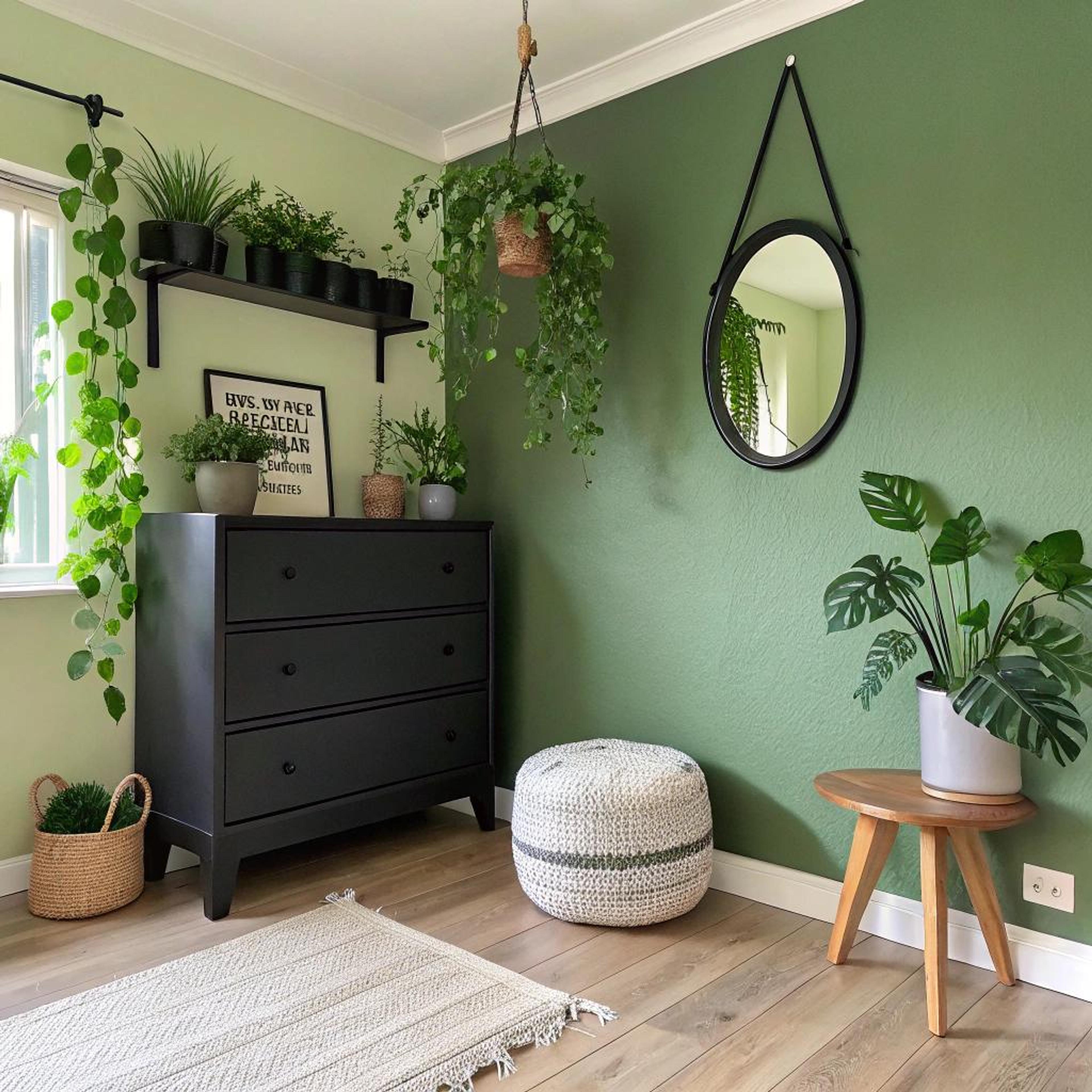 Groene muur met botanische sfeer