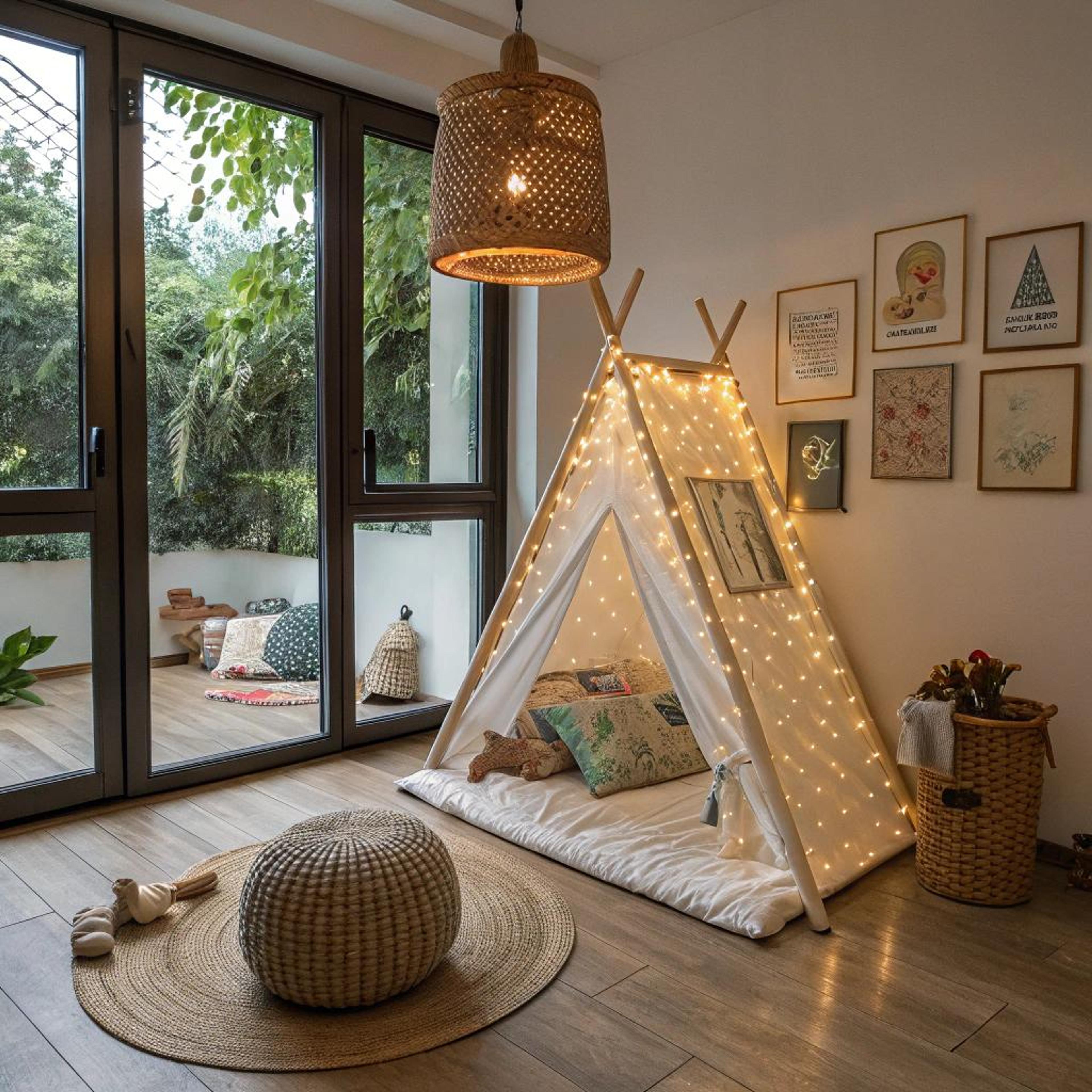 Teepee met sfeervolle lichtjes