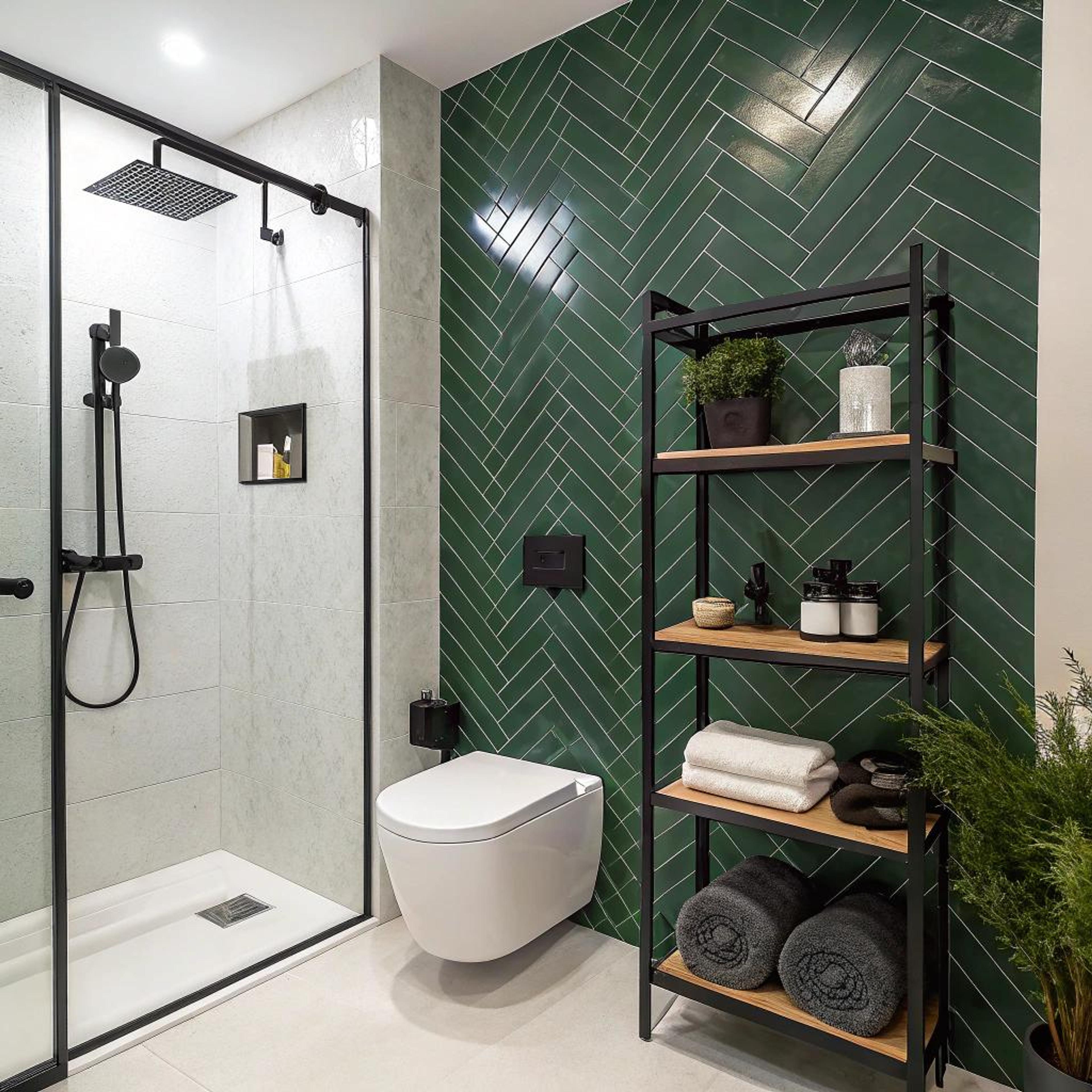 Diepgroene visgraat met zwartaccenten