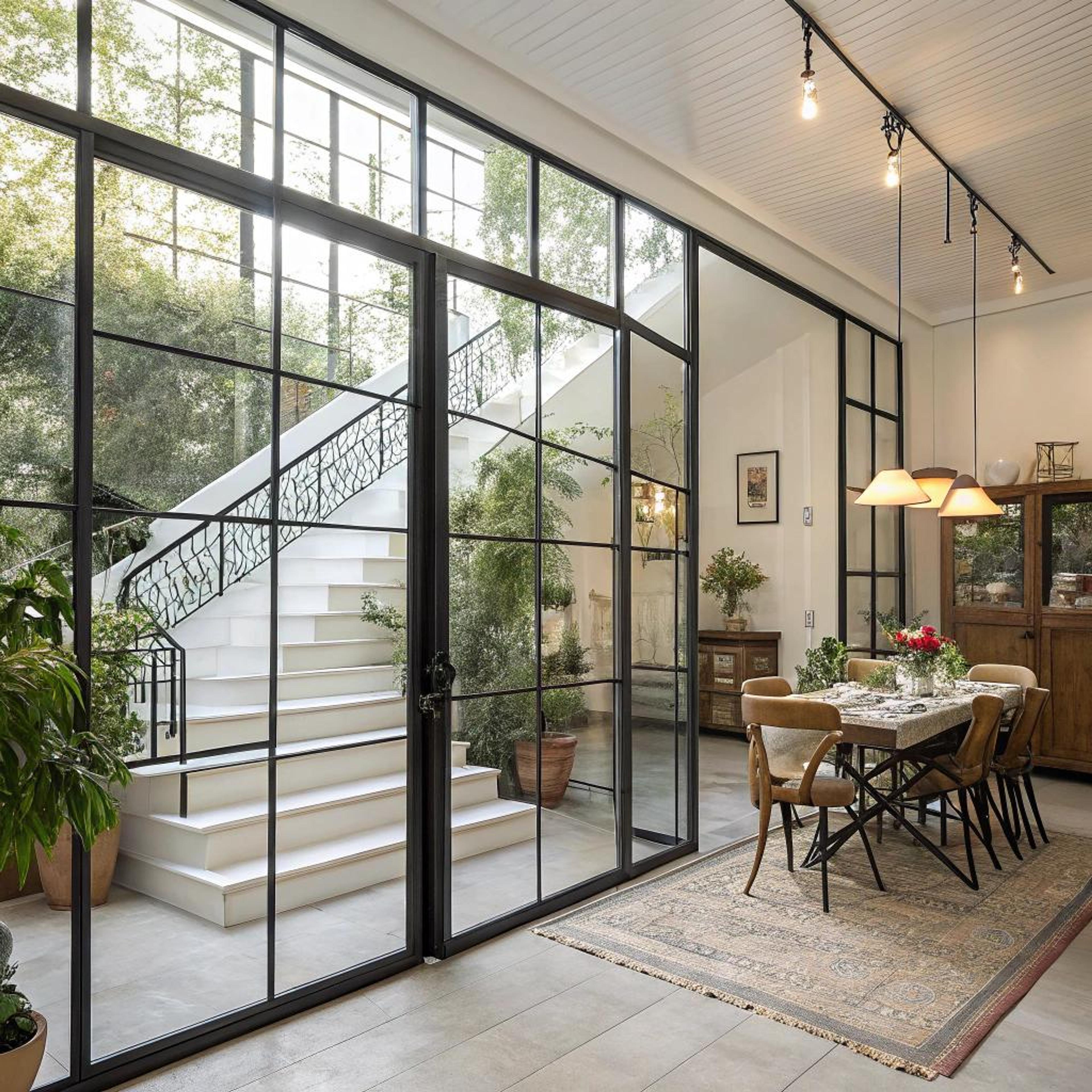 Licht dinerhoek door glaswanden