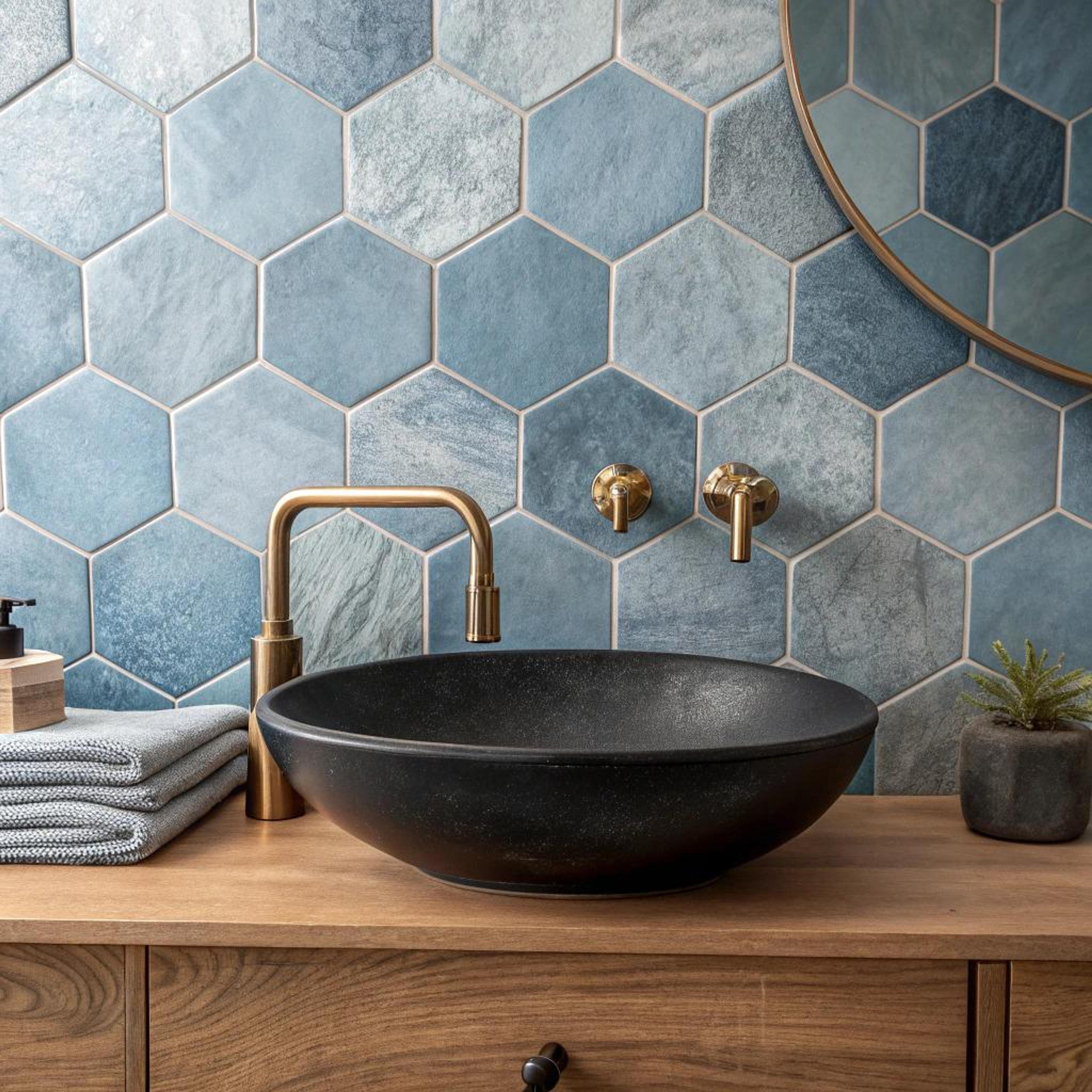 Blauw hexagon tegelaccent