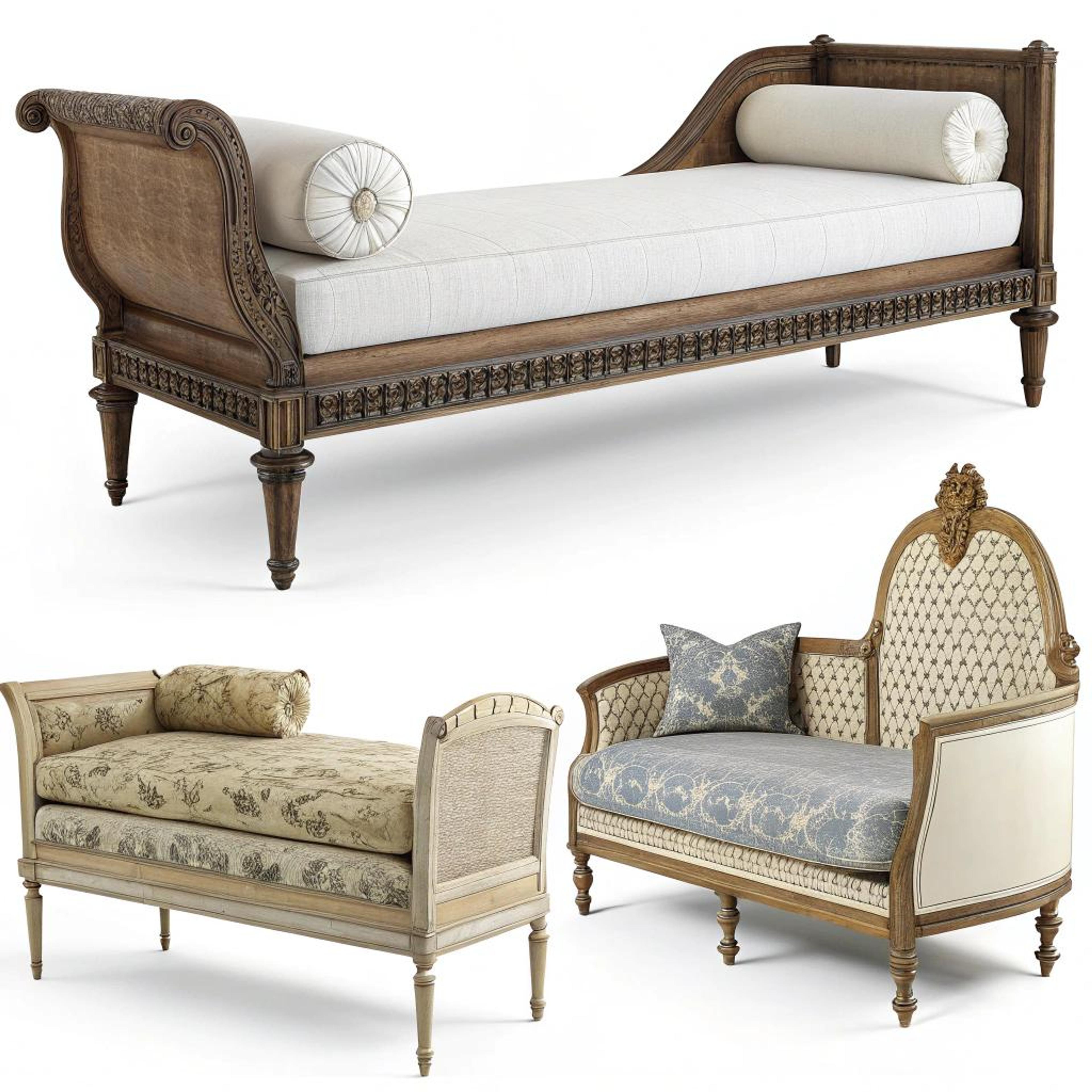 Verzameling sierlijke chaise longues