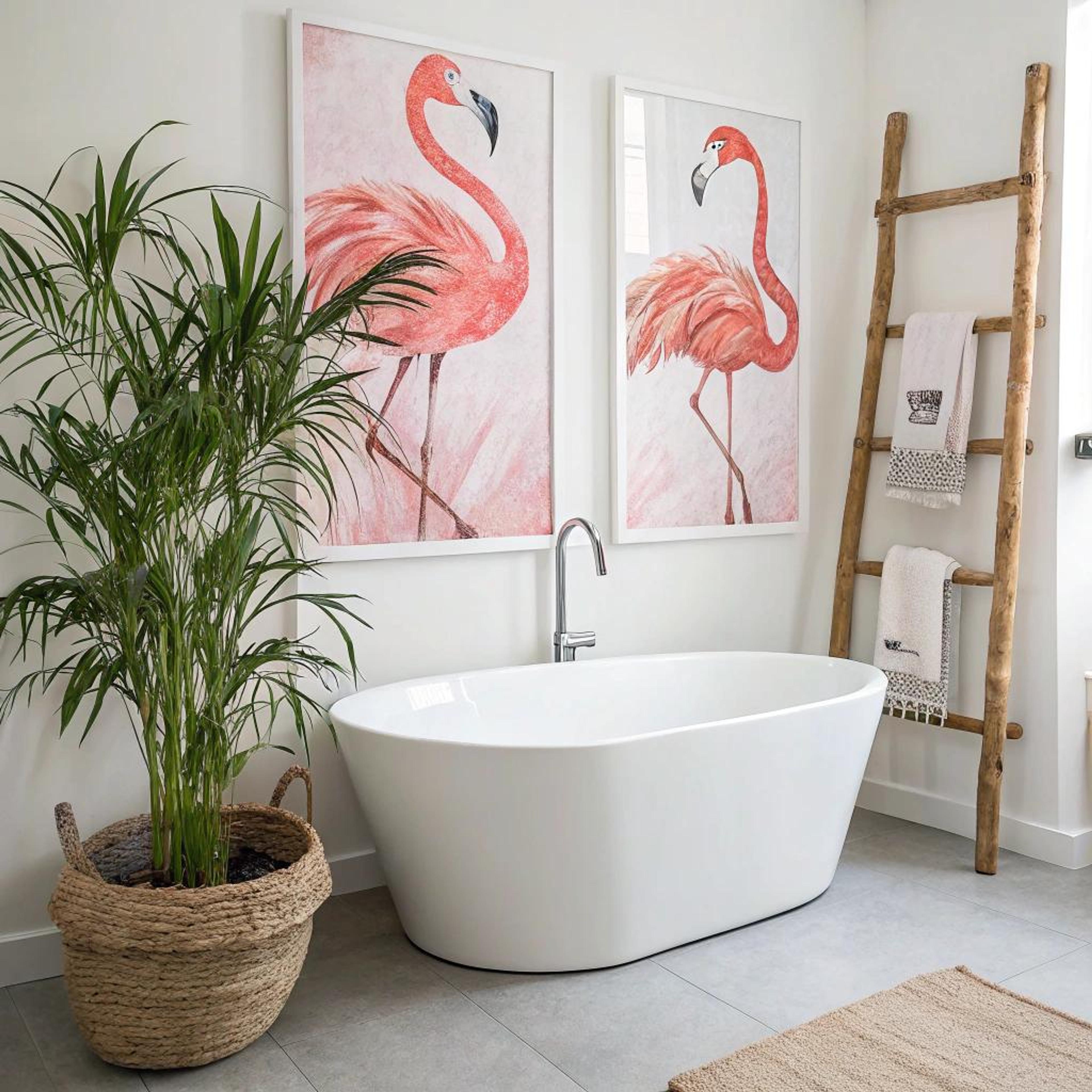 Flamingo kunst met kleuraccent