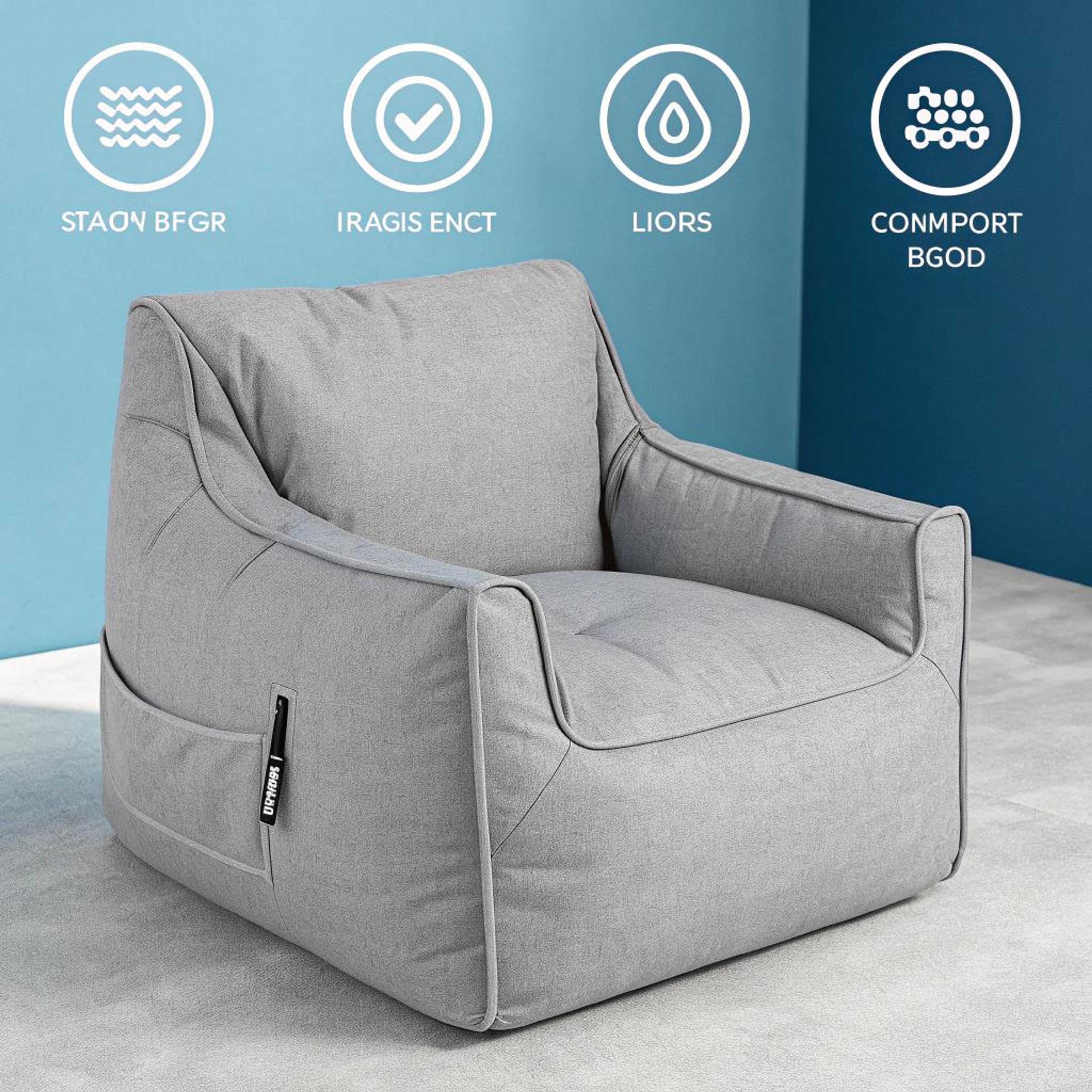 Grijze fauteuil op zacht tapijt