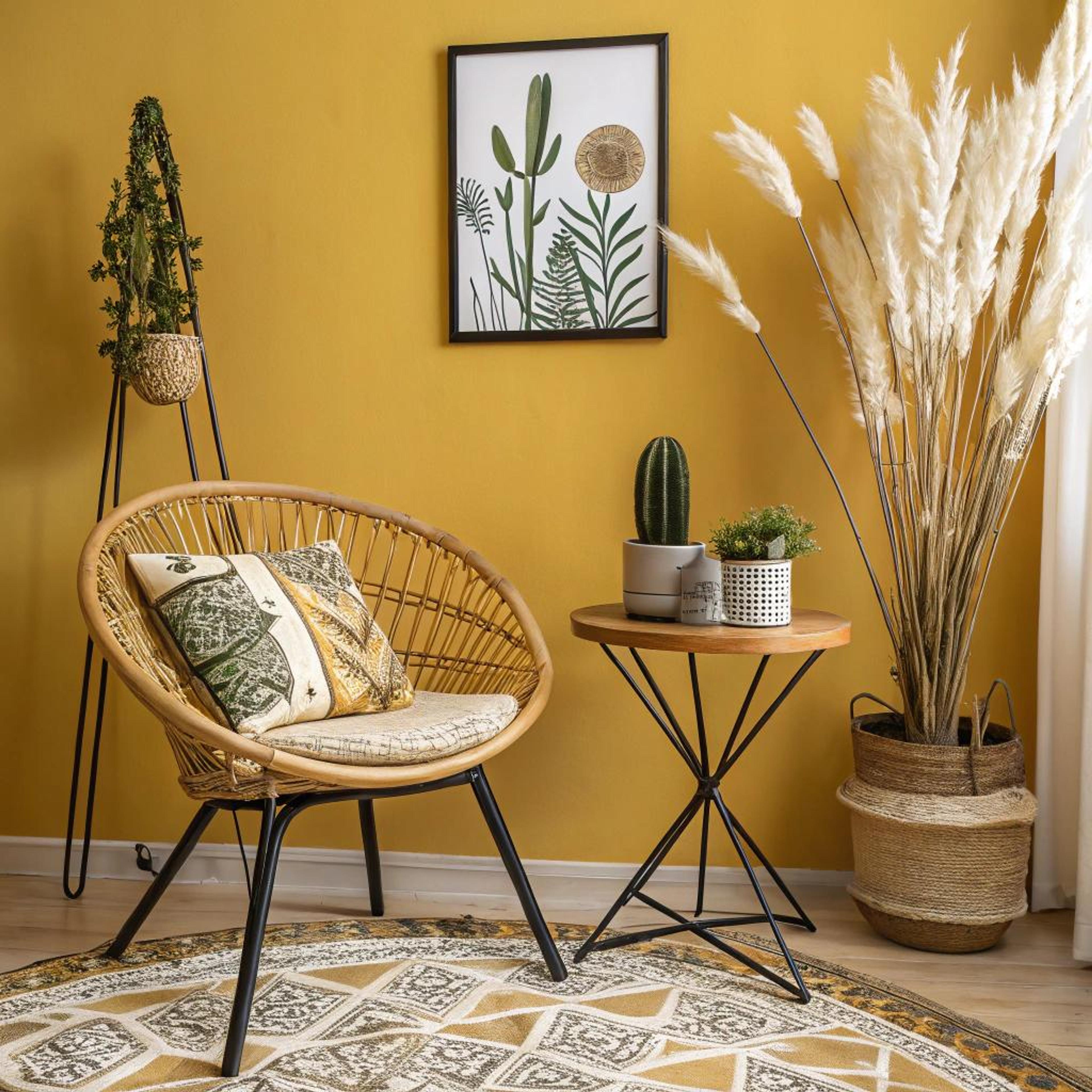 Geel accent en natuurlijke zithoek