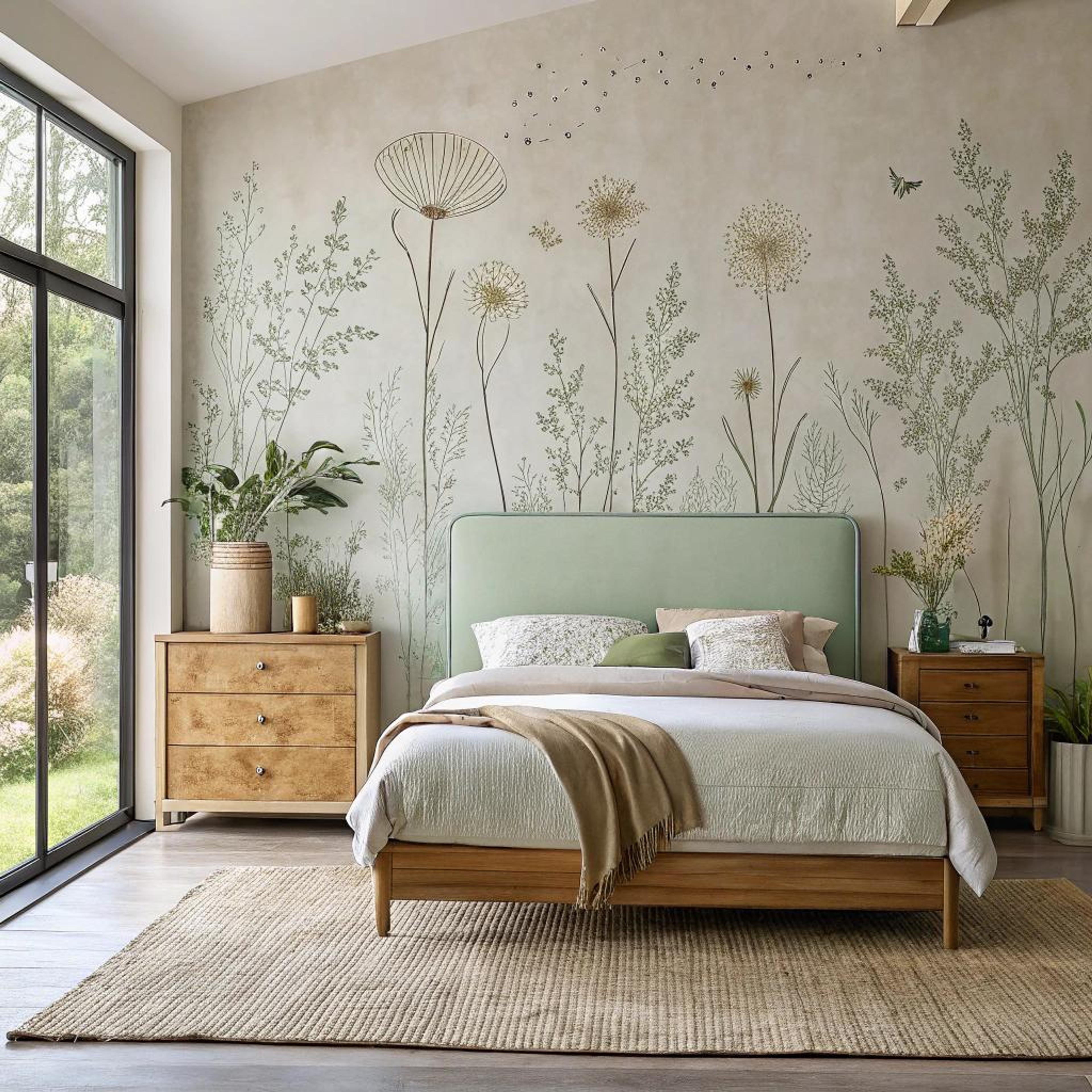 Botanisch behang voor rust