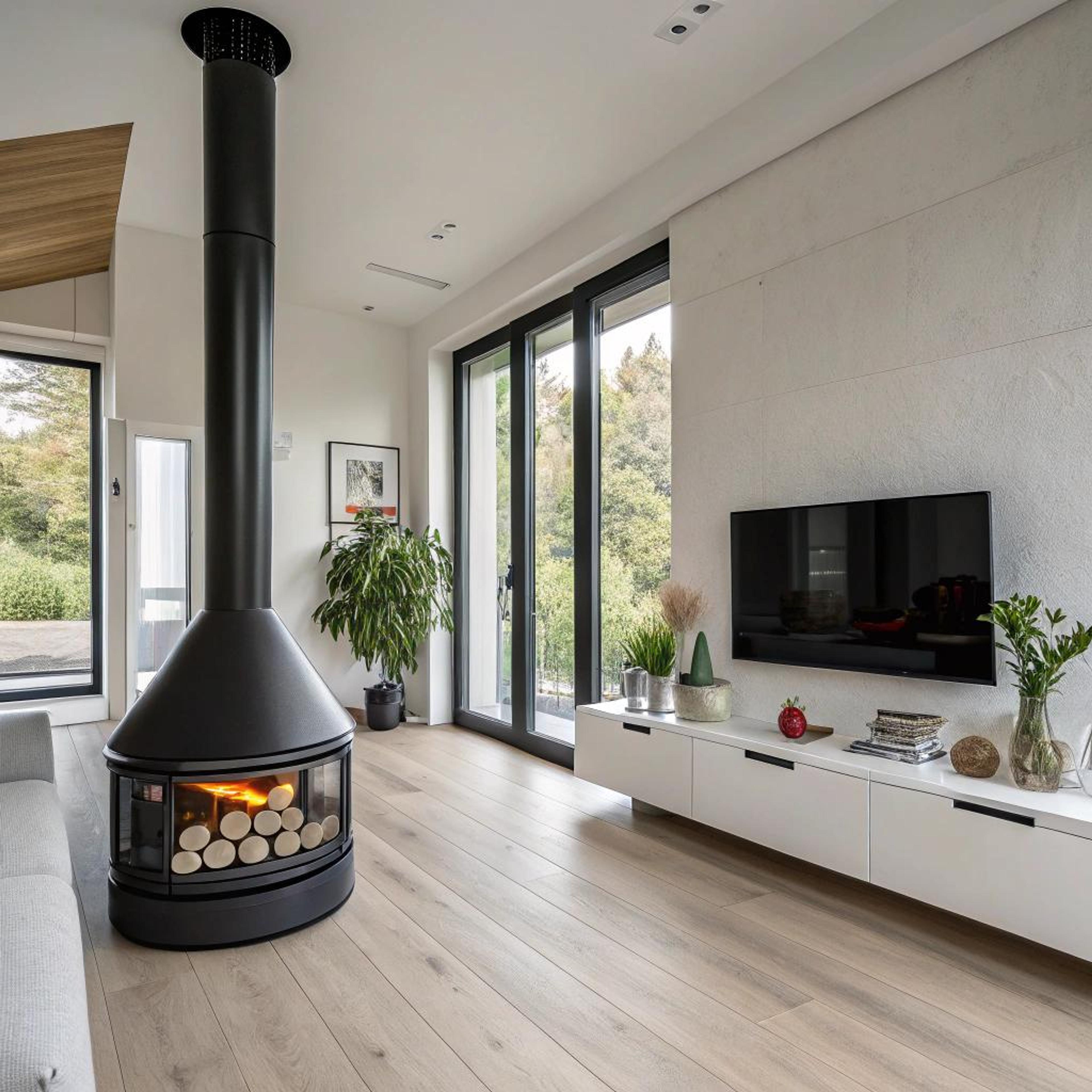 Architectonisch lijnenspel rond doorkijkhaard