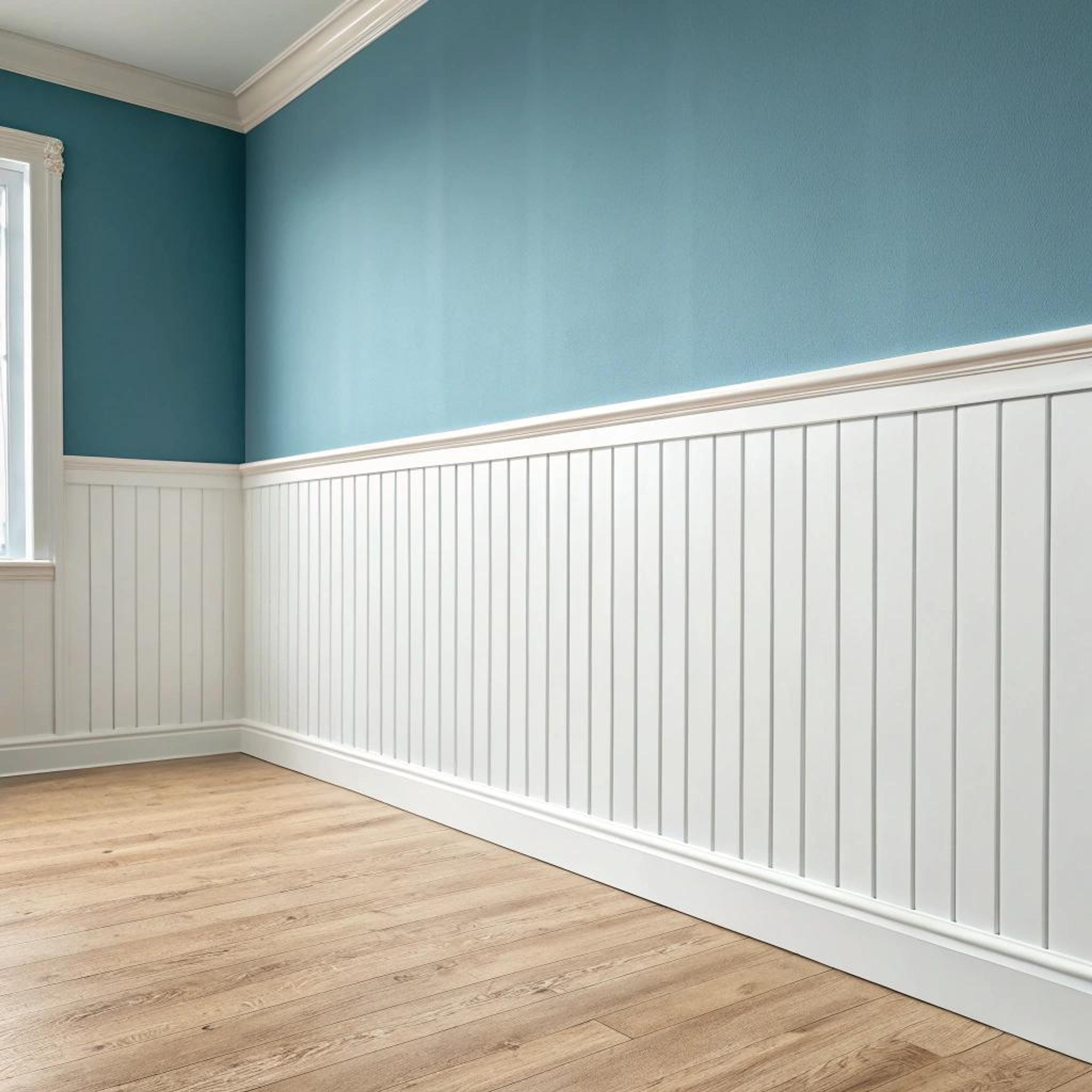 Frisse sfeer met blauwe lambrisering