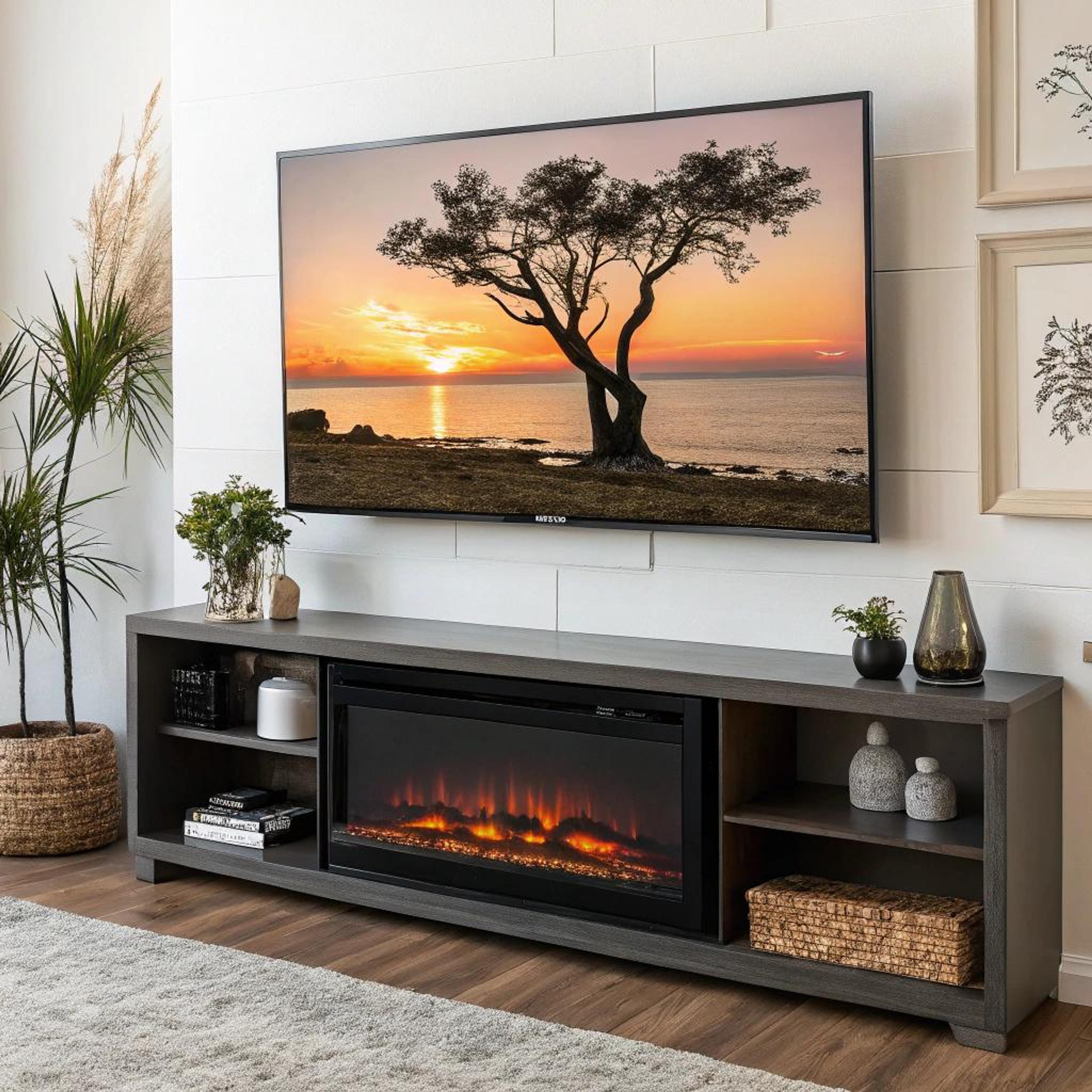 Zwart console met haard