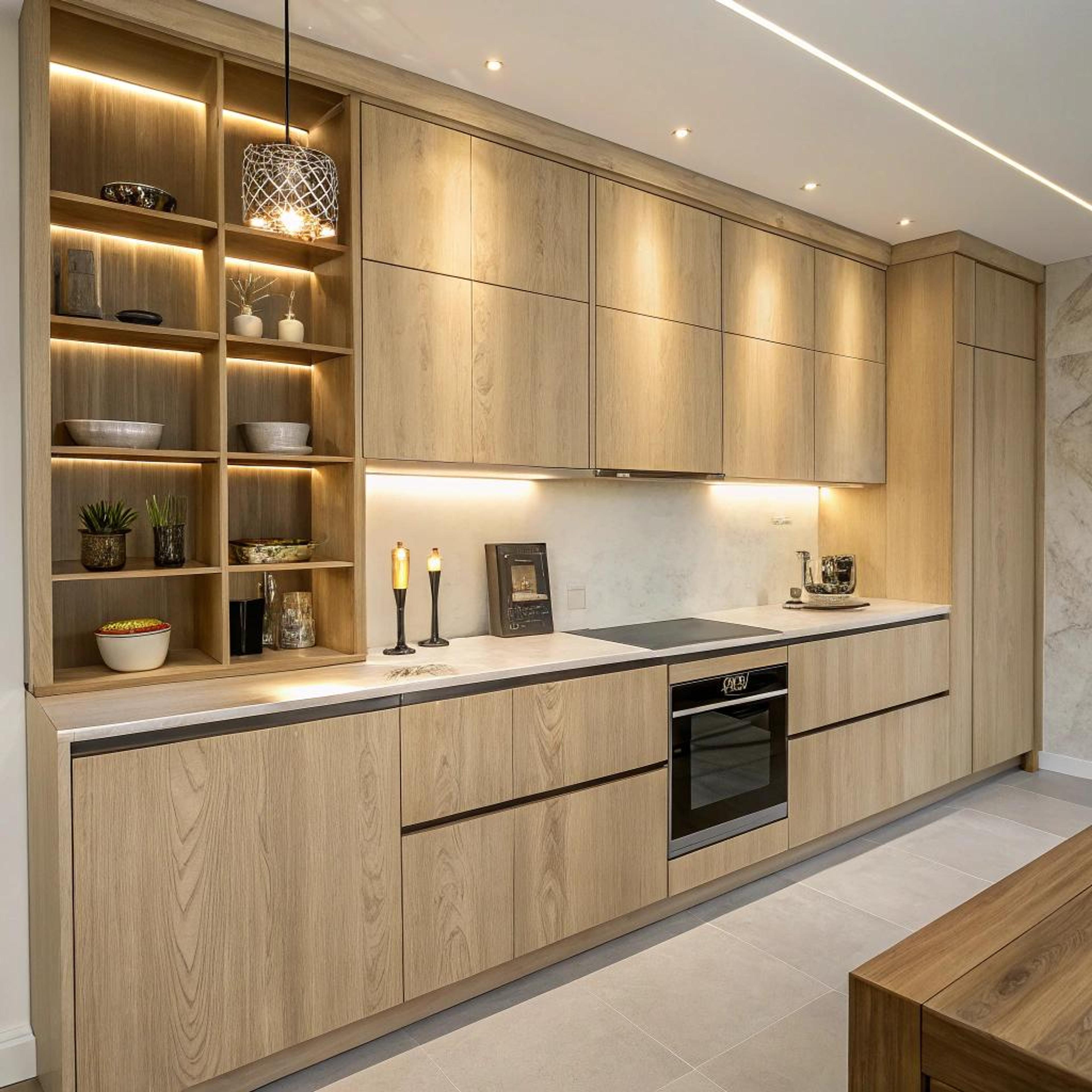 Open planken met decoratie
