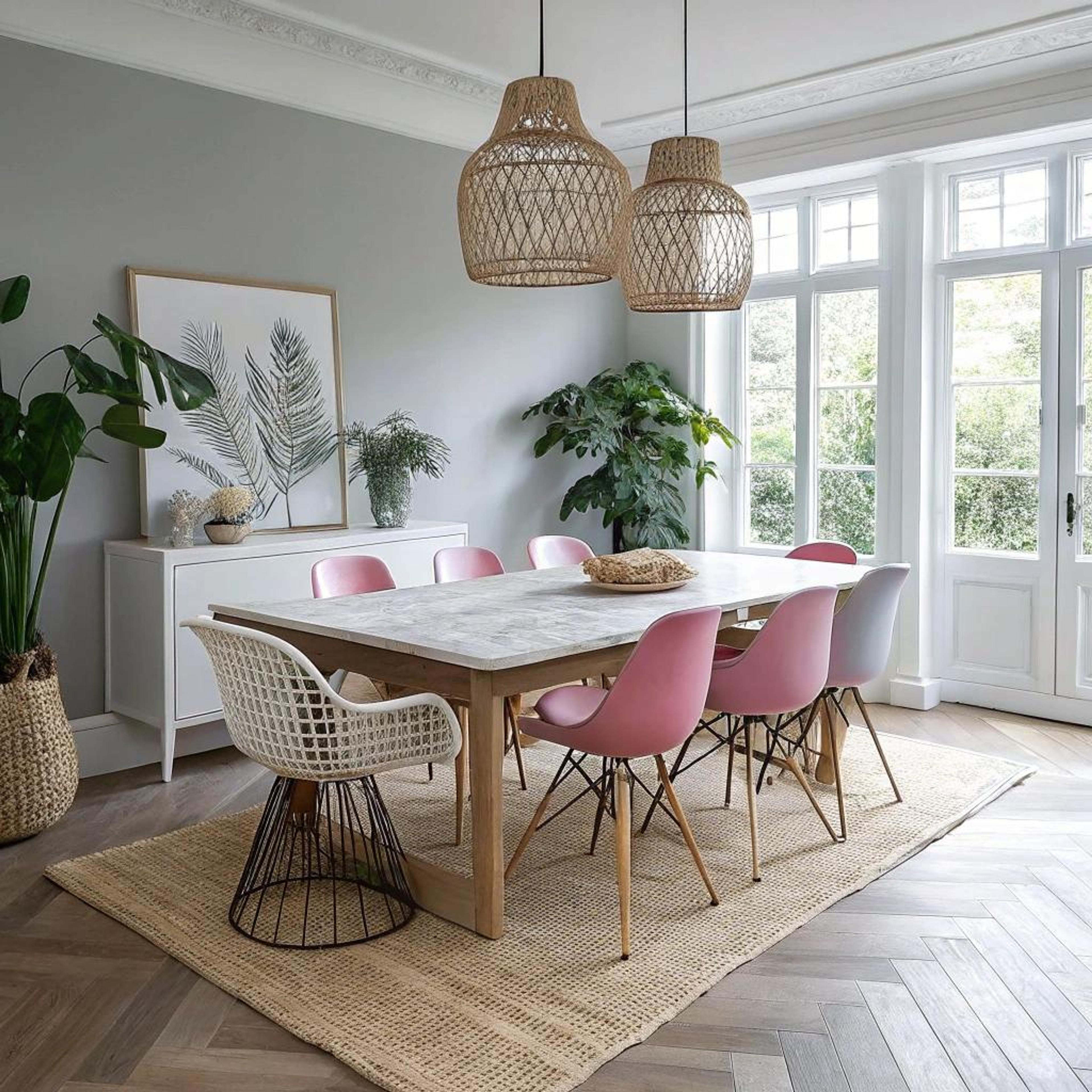 Roze stoelen als accent