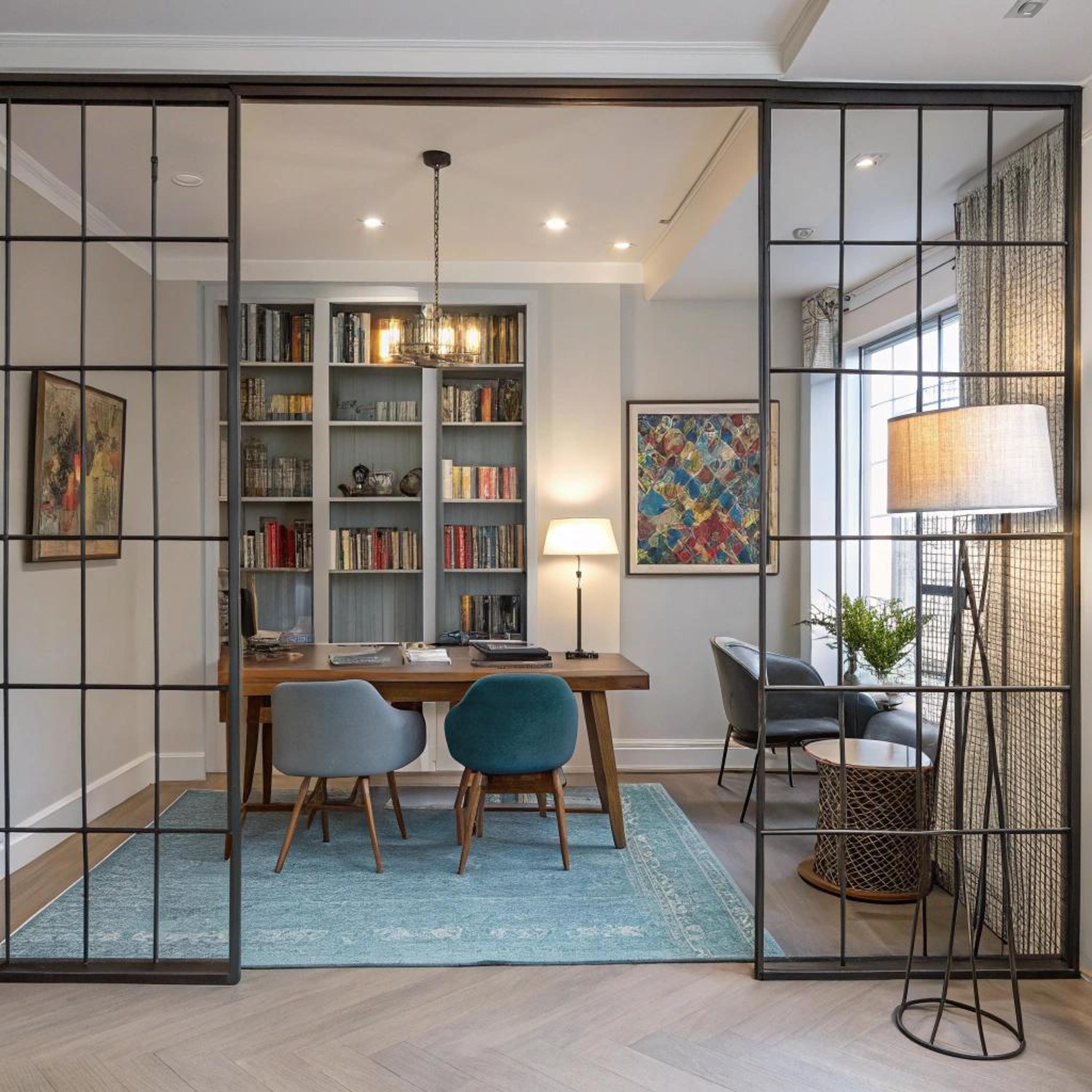 Vintage stoelen achter glaswanden