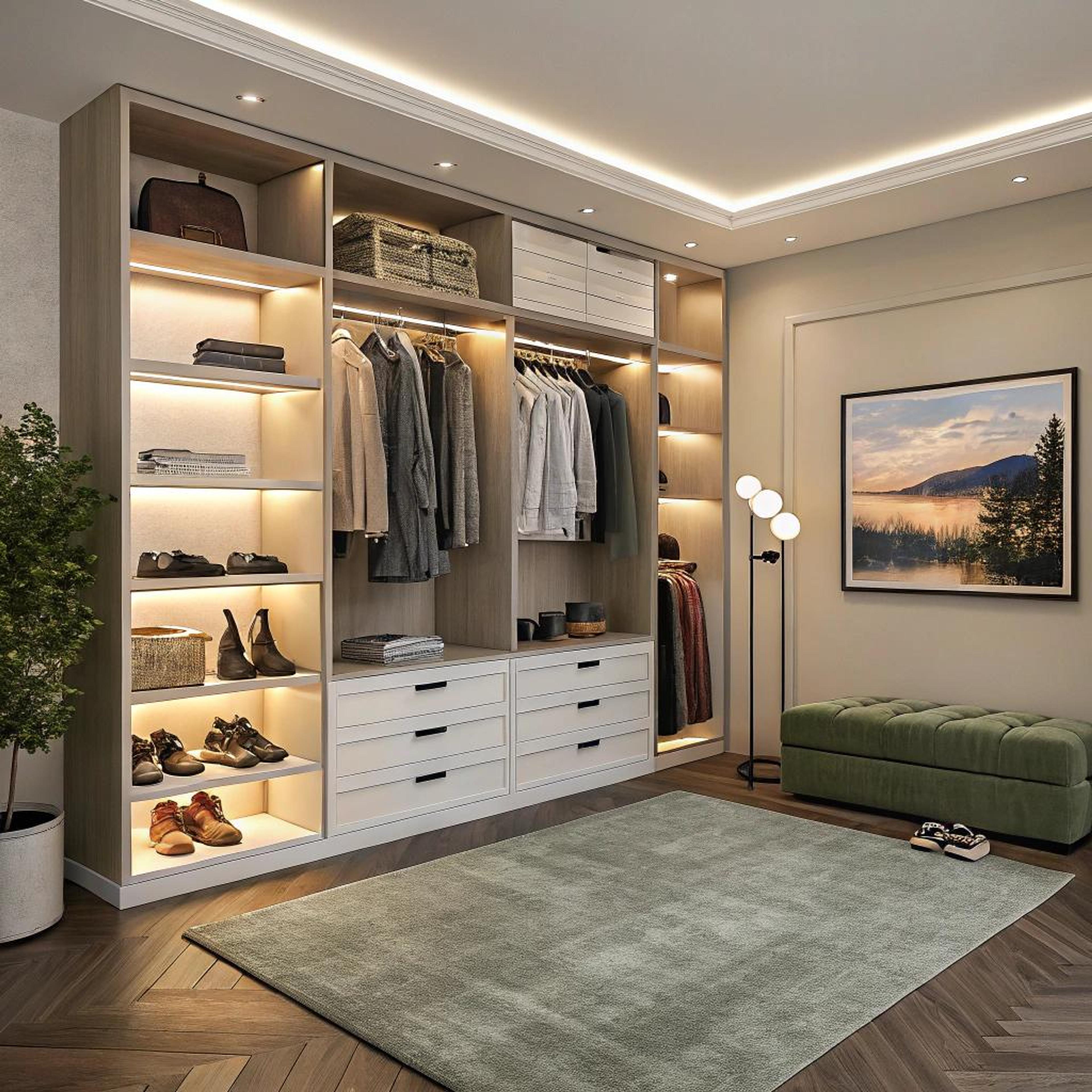 Licht hout met groene accenten