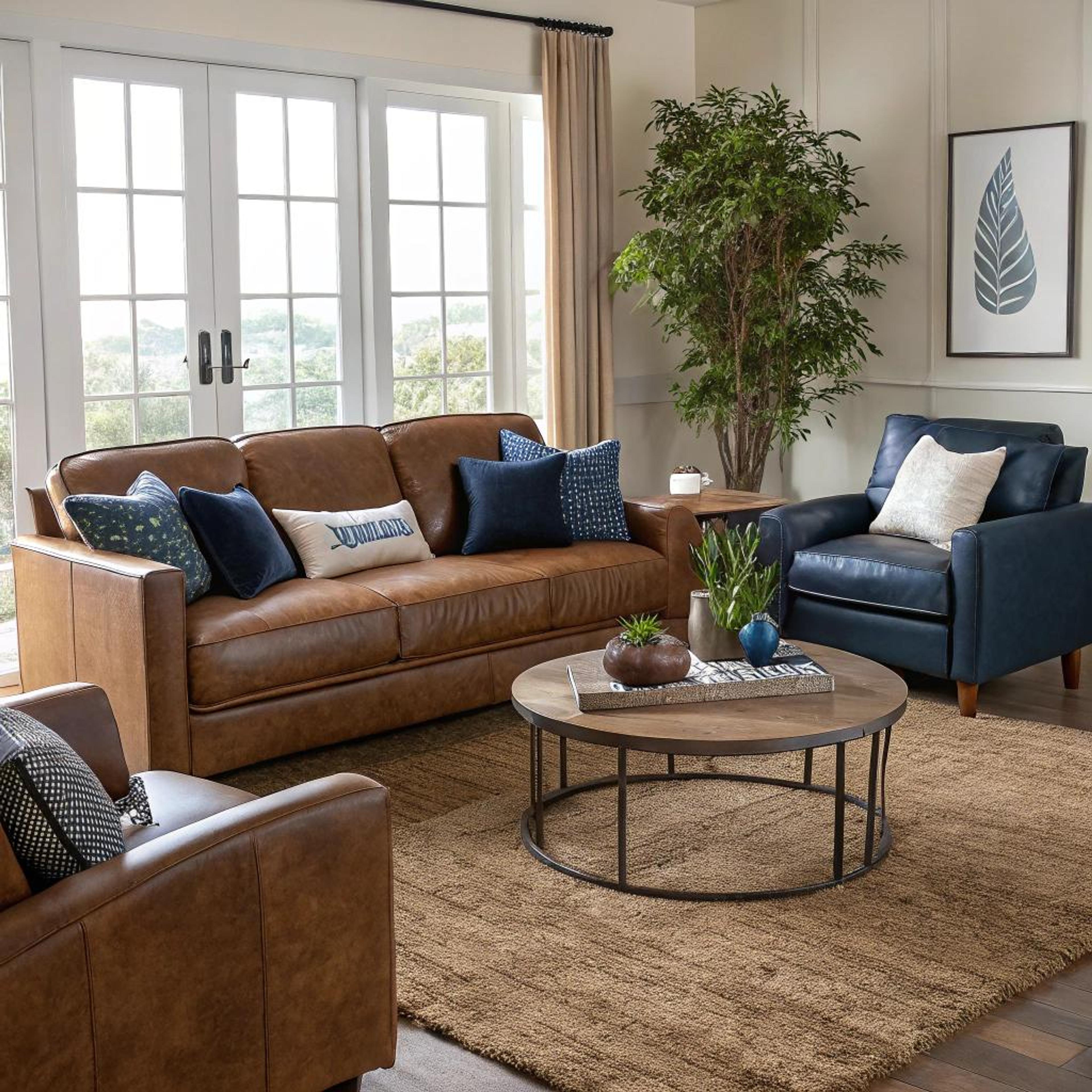 Caramelkleurige bank met contrast