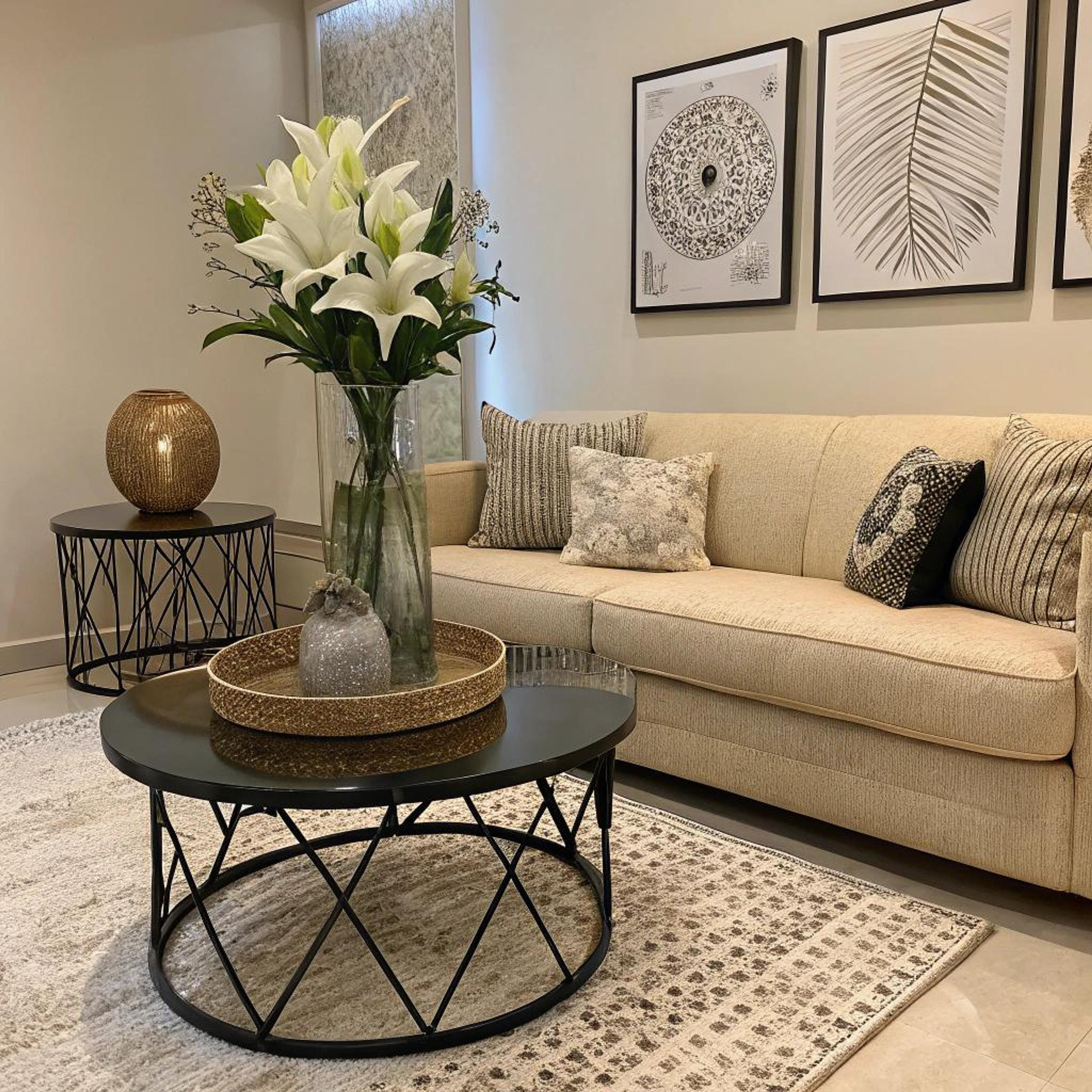 Ronde tafel met lelies