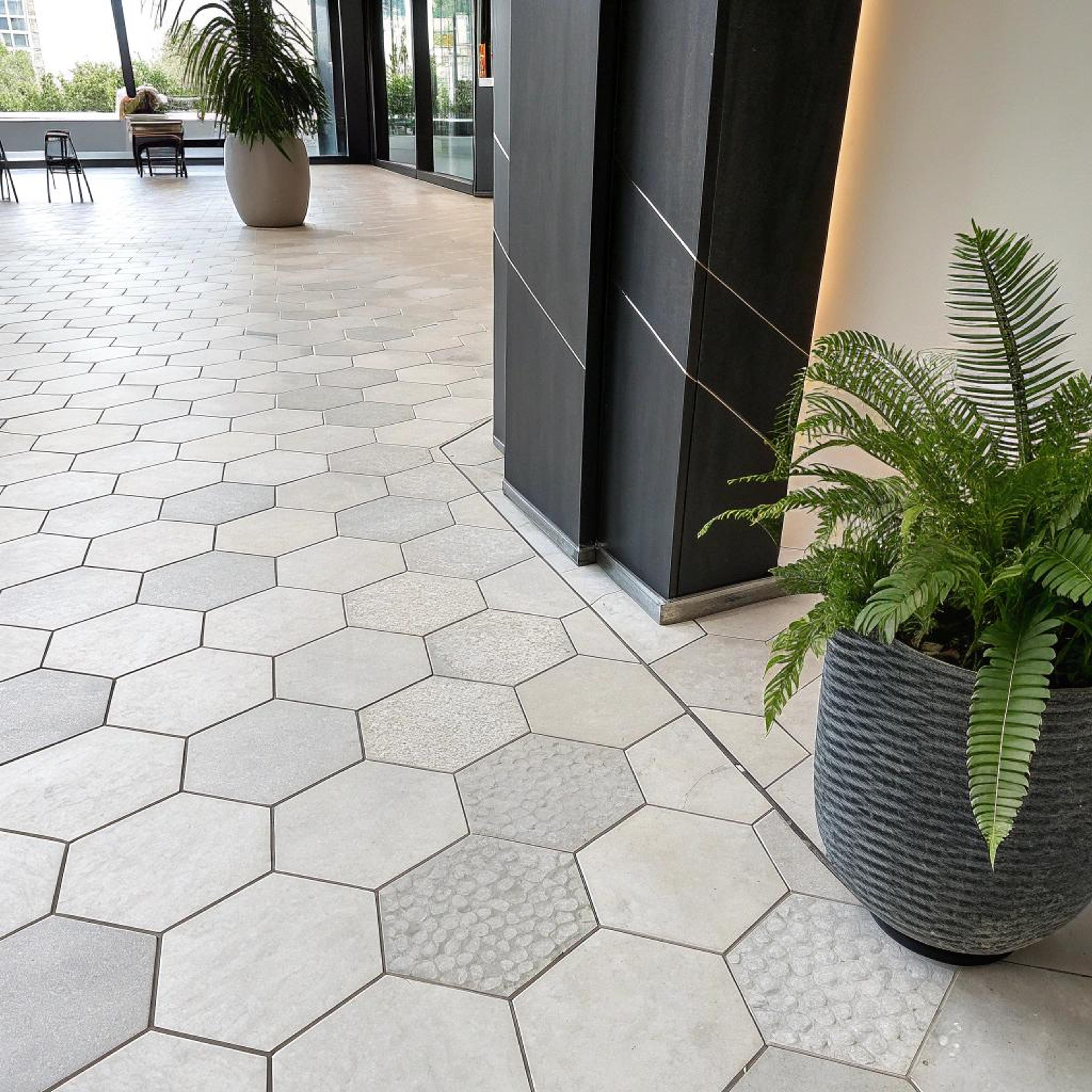 Diepte en groen met hexagons